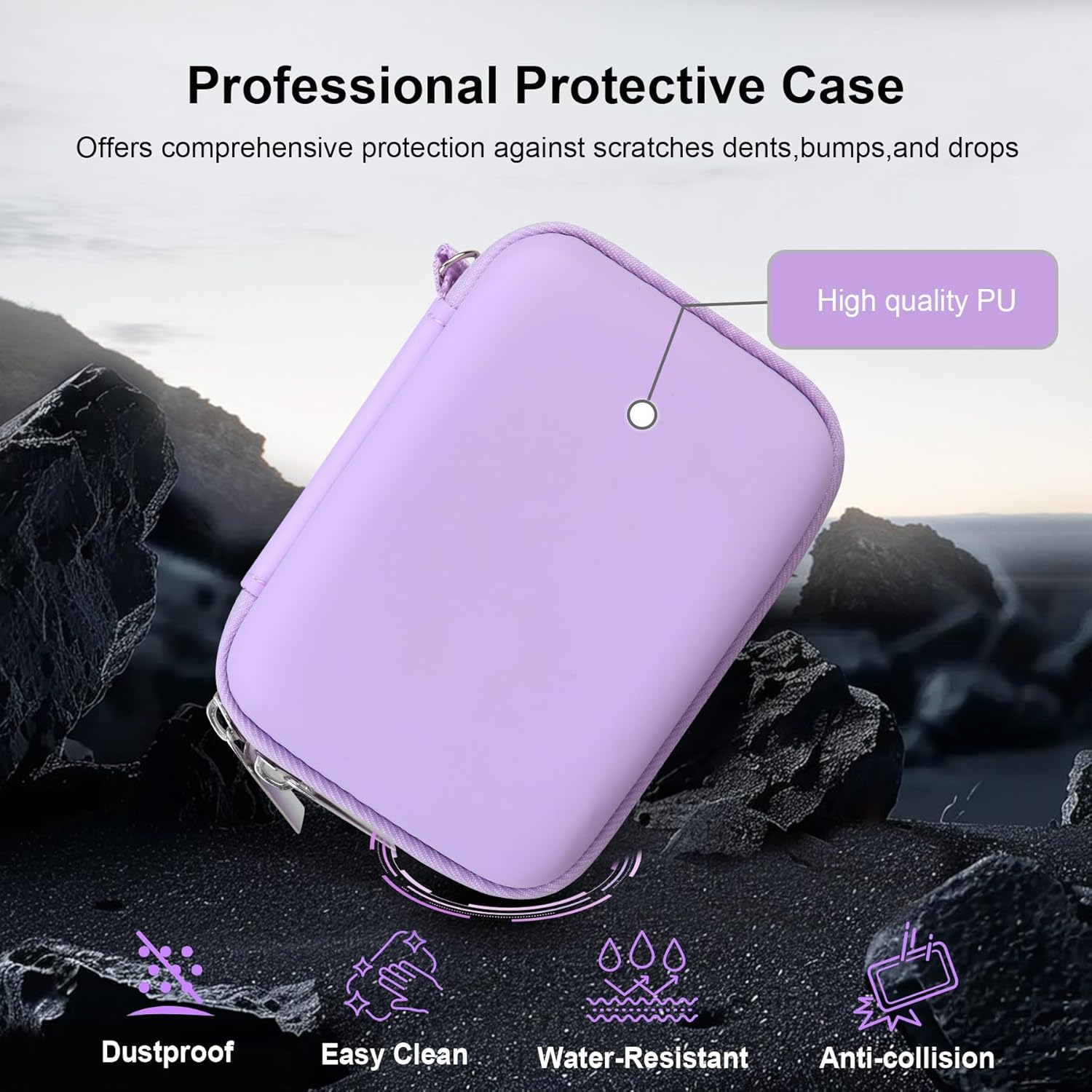 Detalle 2 de RAIALL Hard Carrying Case for Kodak PIXPRO C1 Friendly Zoom (Purple) with Mesh Pocket
