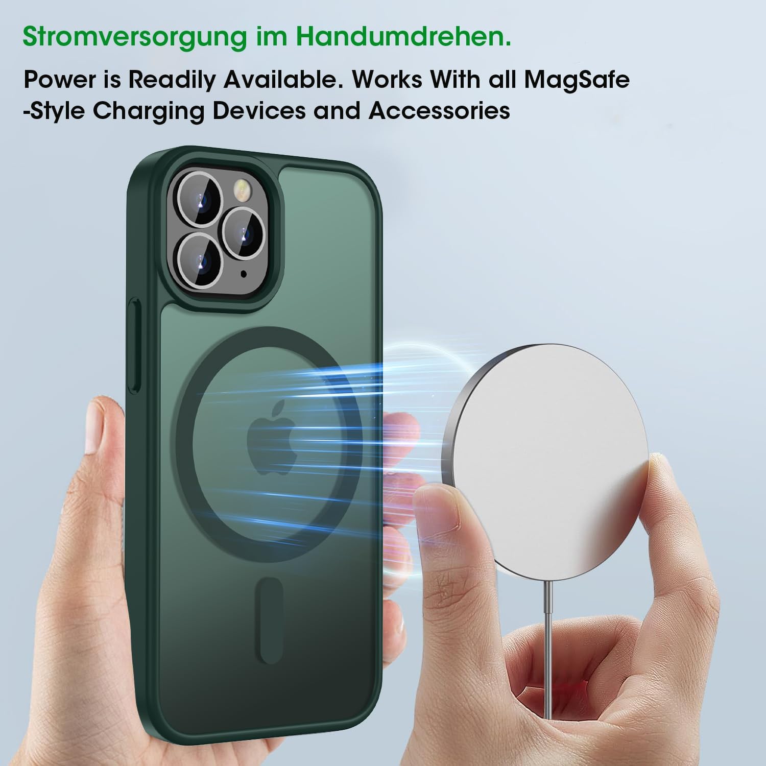 Detalle 2 de ORDA Magnetic Case for iPhone 11 Pro Max (6.5", Translucent Matte Back, Dark Green) – Slim, Drop-Proof with MagSafe