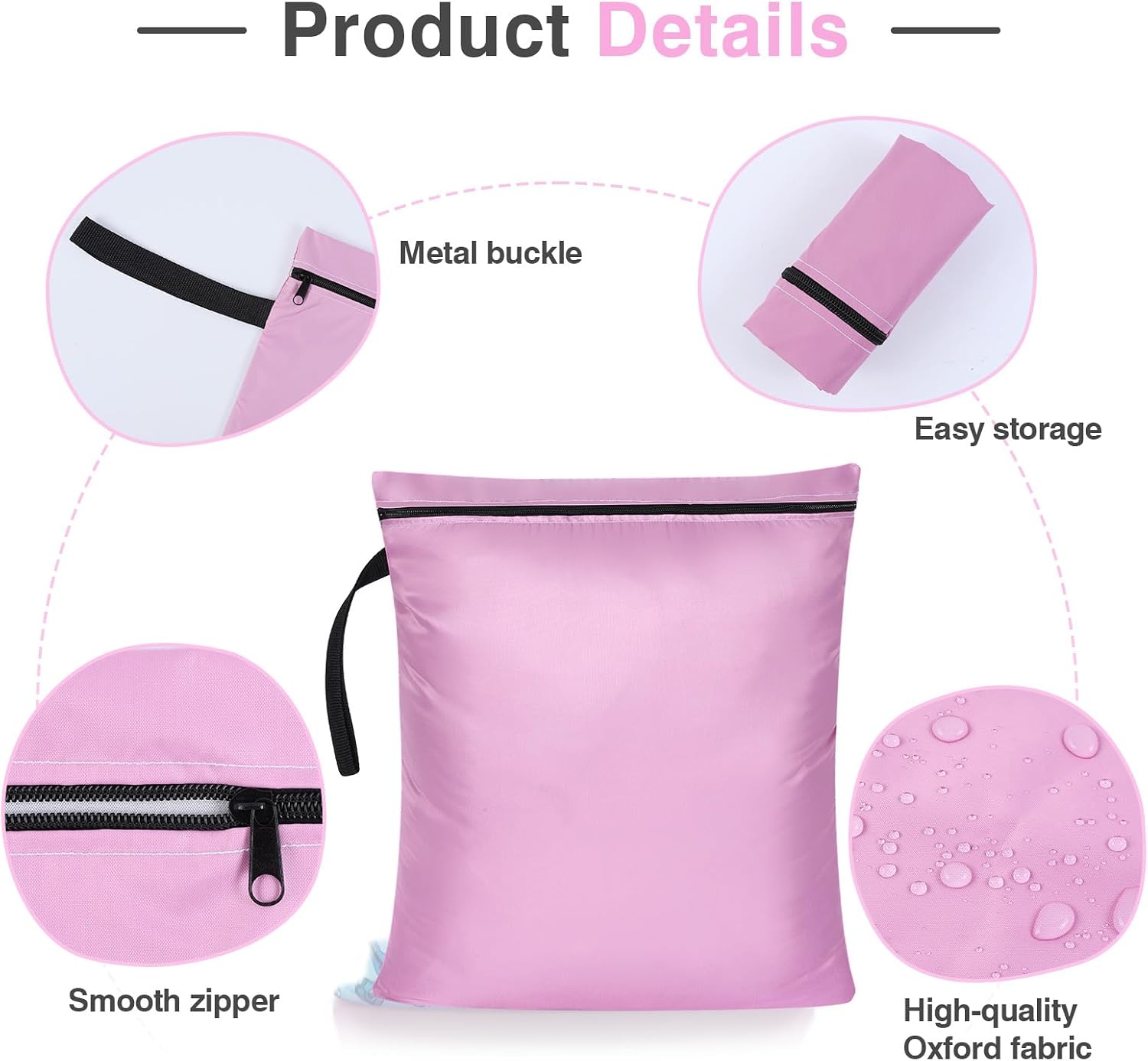 Thumbnail 3 de OTraki Wet Bags 2Pcs Waterproof Wet Dry Bag (30x36cm) – Pink & Purple