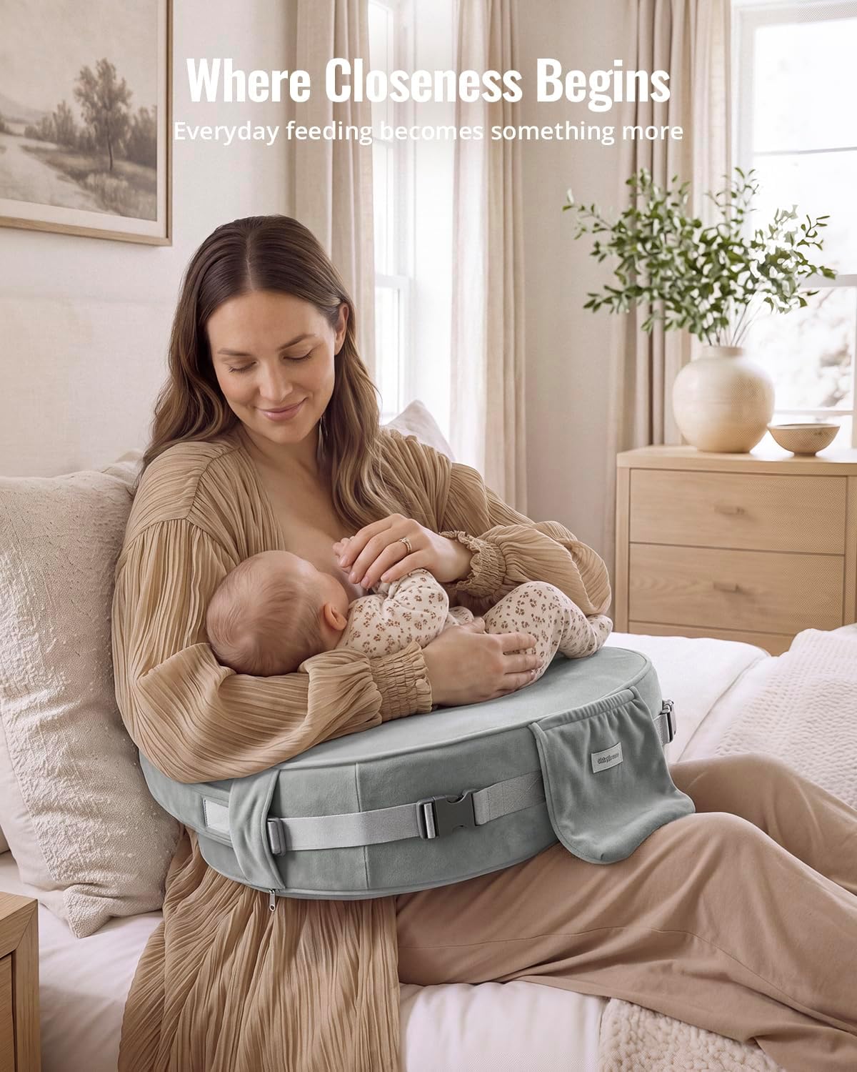 Thumbnail 6 de Blissful Diary BRZH01 Deluxe Nursing Pillow, Gray, Dual-Layer Foam