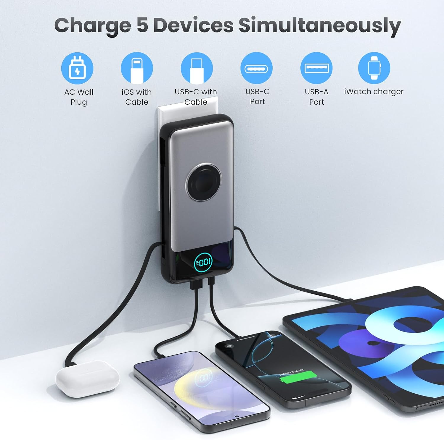 Thumbnail 4 de FOCHEW HX100M9 Power Bank, 26,800mAh, 25W PD, Built-In Cables