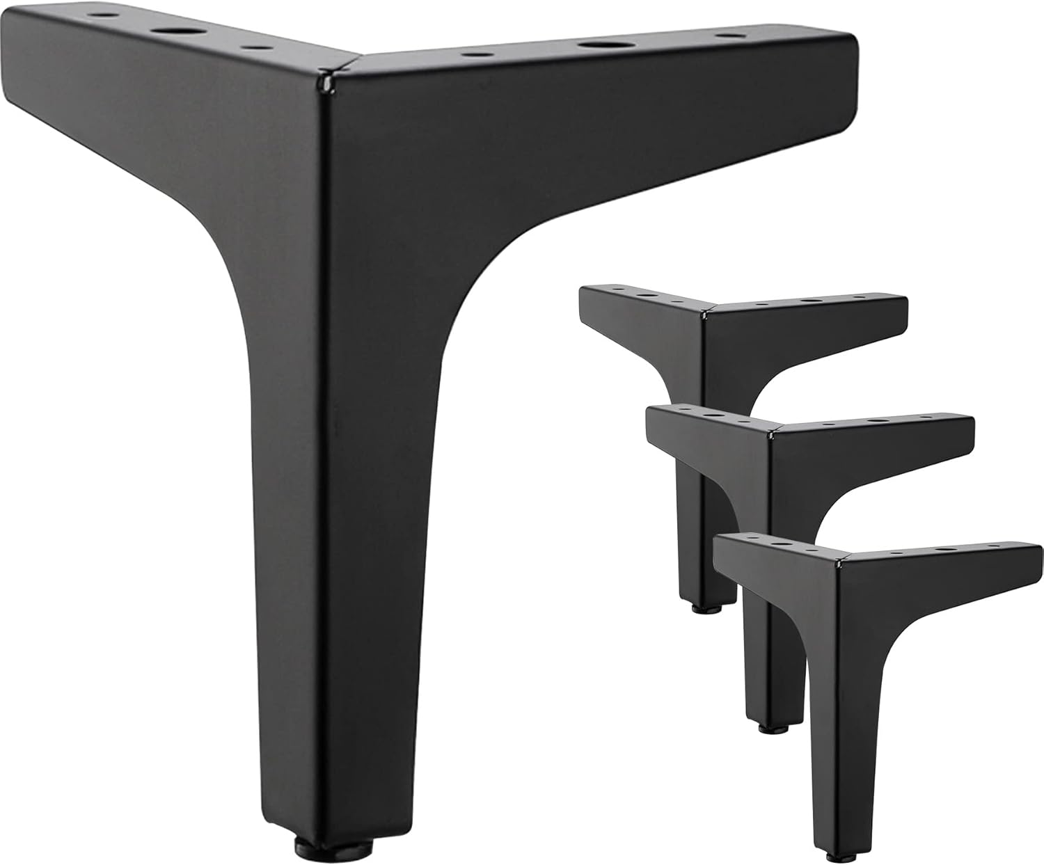 LONGZG 4 Metall-Möbelfüße (15 cm), schwarz – DIY Dreiecktischbeine für Schrank, Sofa & Couchtisch