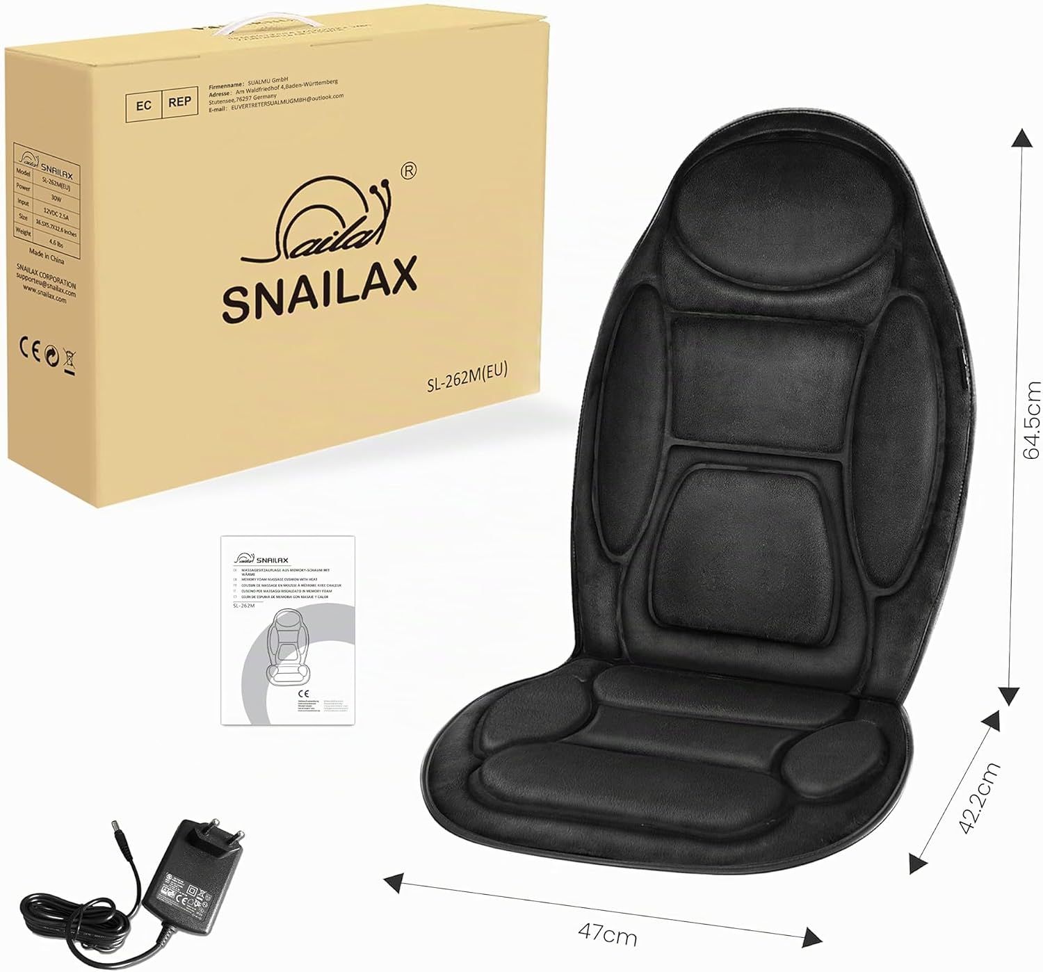 Thumbnail 6 de SNAILAX Siège de Massage Chauffant en Mousse à Mémoire – Coussin de Siège Massant pour Dos, 5 Modes et 2 Réglages de Chaleur