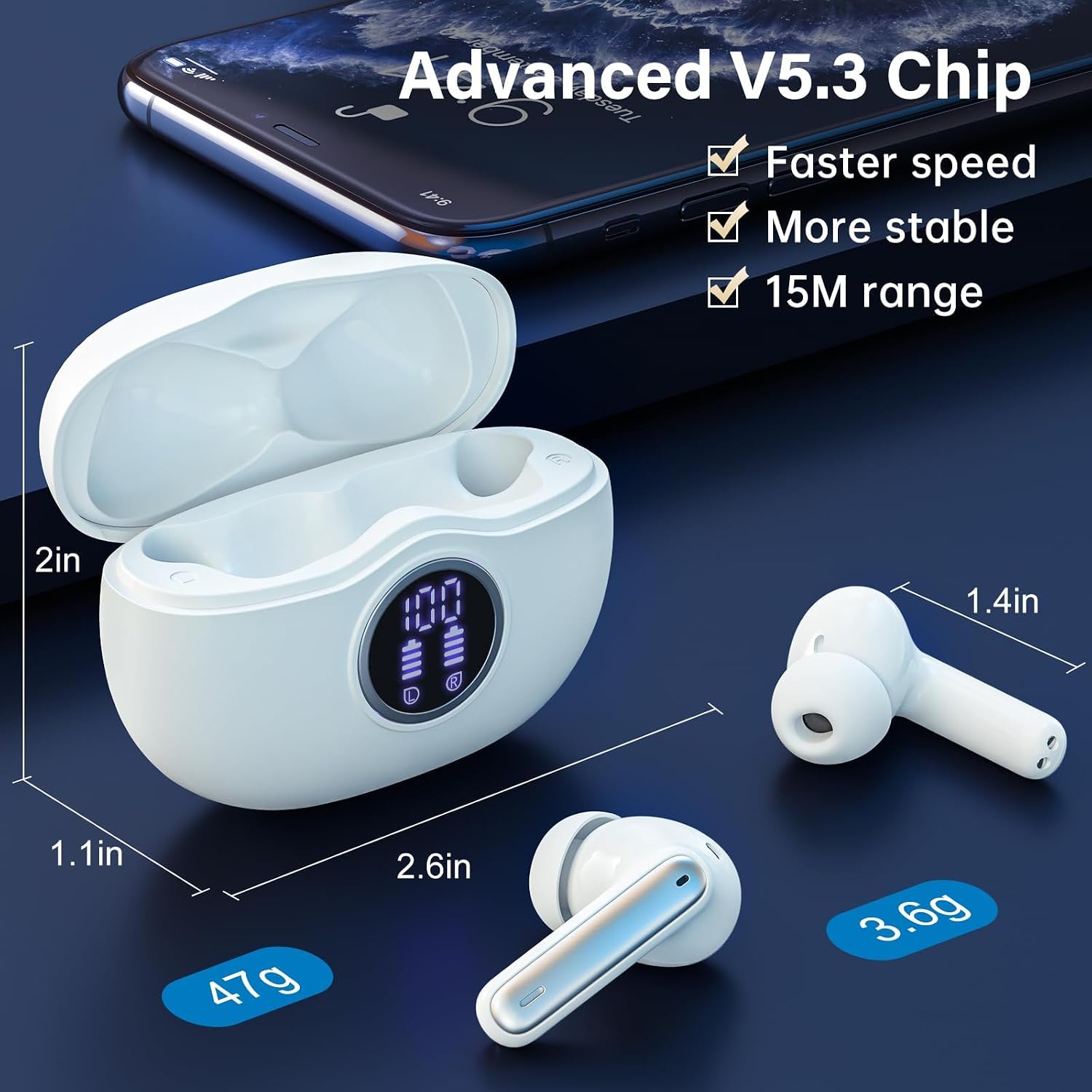 Thumbnail 3 de Fhumsh Wireless Earbuds with Bluetooth 5.3
