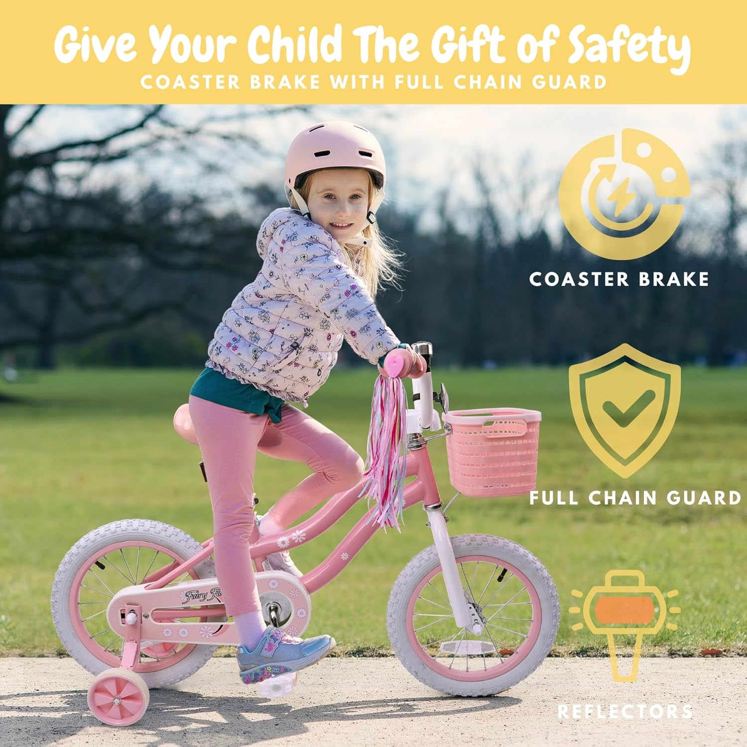 Thumbnail 3 de Bicystar Girls Bike for Kids Ages 2–5, 12/14/16/18 Inch Pink Bicycle with Training Wheels, Basket & Streamers