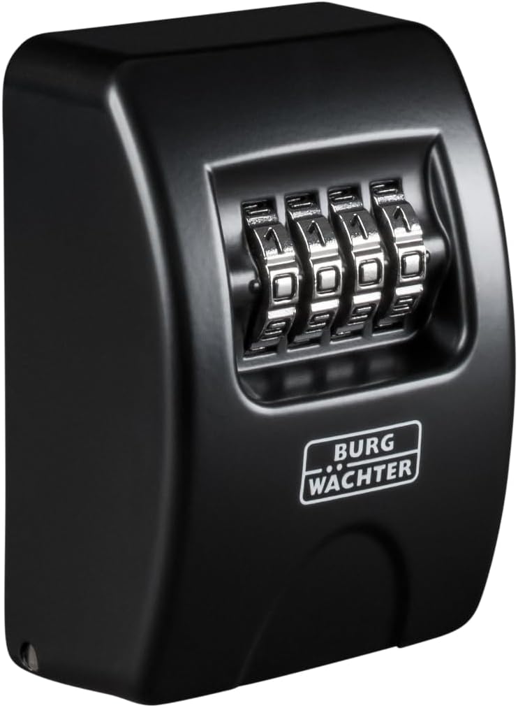 BURG-WÄCHTER Schlüsseltresor Key Safe 10 SB – 4-stelliger Code, Wandmontage, 85x61x39 mm, Schwarz