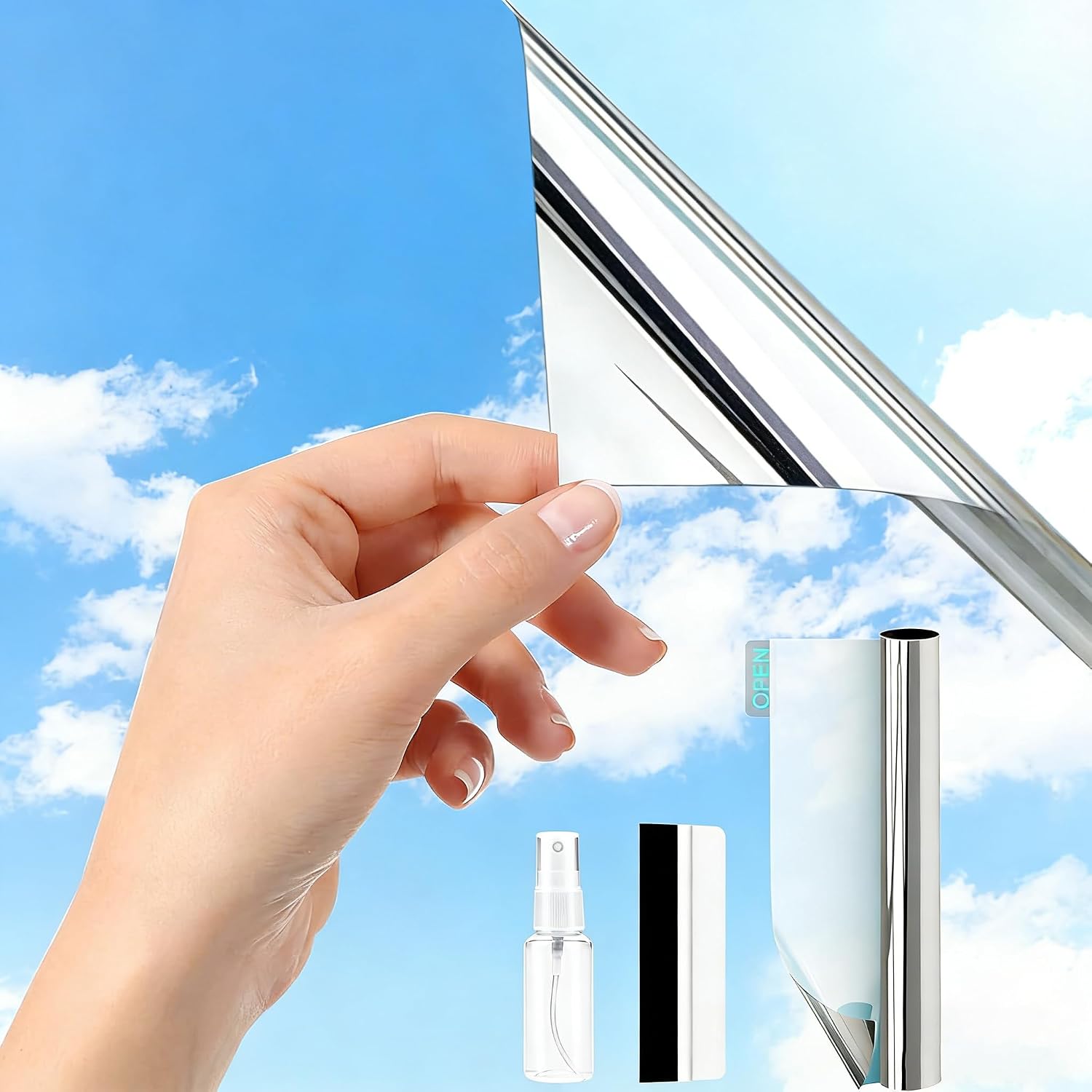 Detalle de Folizent 75x300cm Silver one-way reflective privacy window film