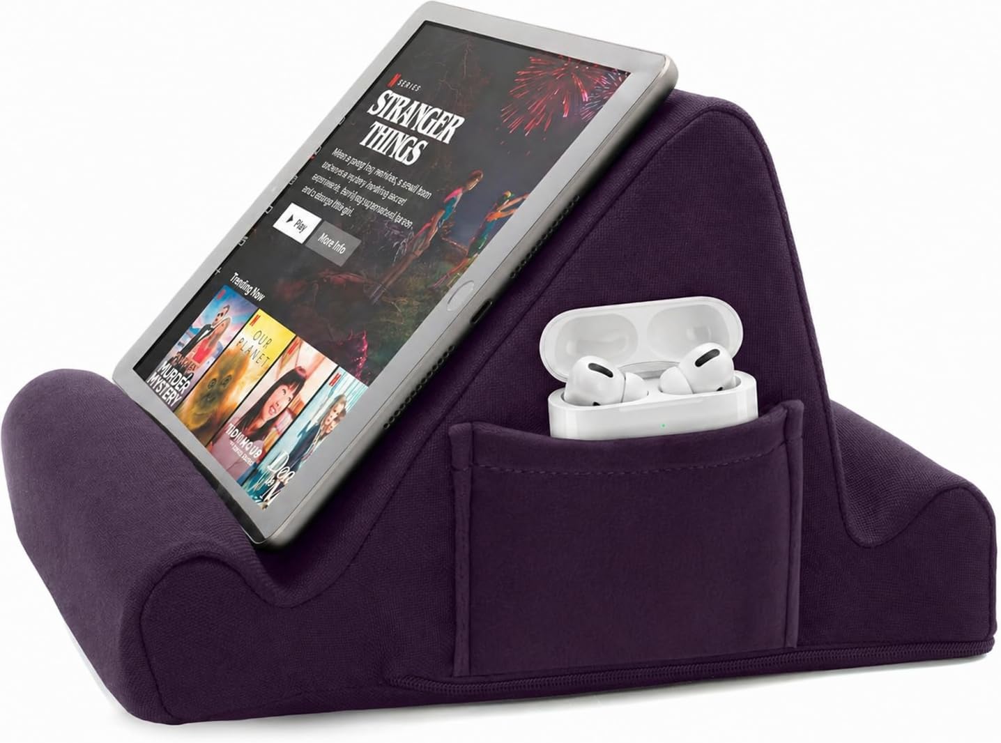 Detalle de Brookstone Tablet Lap Cushion: Memory Foam Hands-Free Tablet Stand in Purple