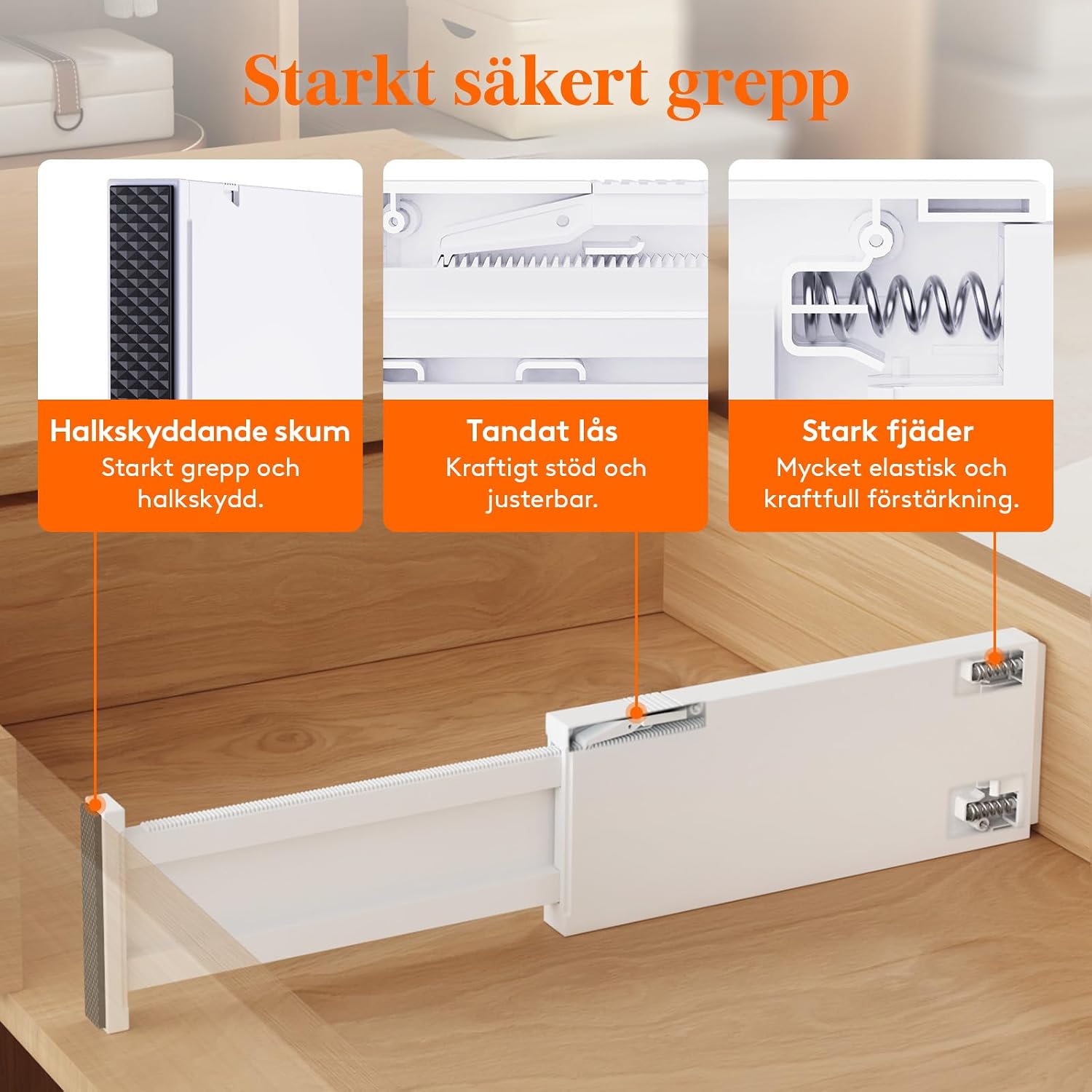 Detalle 2 de Lifewit 23041 lådavdelare i ABS, 5-pack, justerbara 28–44,5 cm
