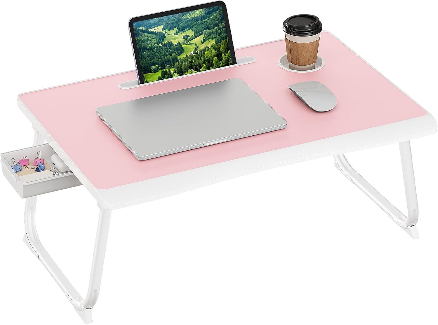 Detalle de SONGMICS ULLD120S101 Foldable Lap Desk with Cup Holder and Tablet Slot