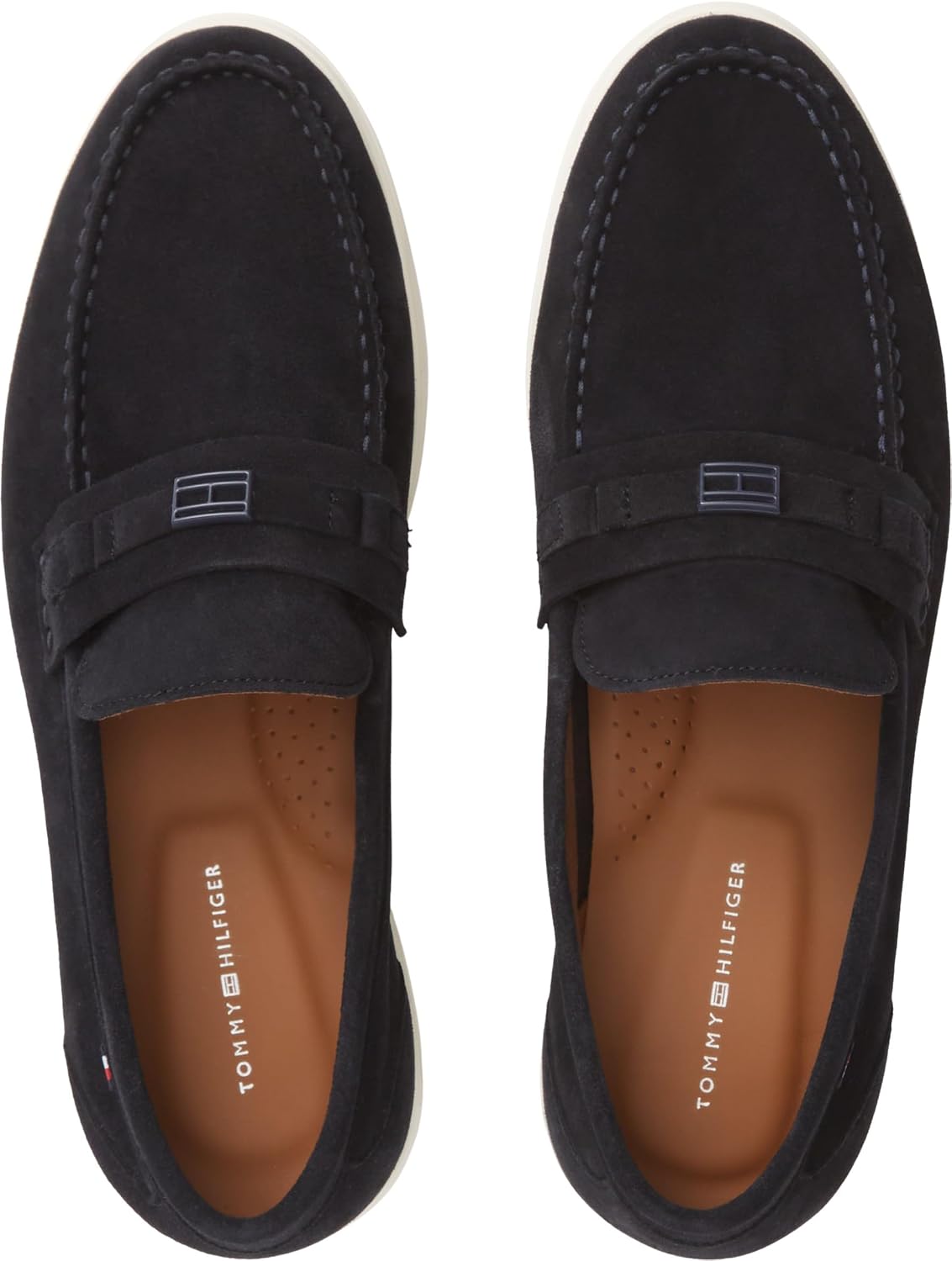 Detalle de Tommy Hilfiger Men's Light Suede Flag Hardware Loafer Fm0fm05897