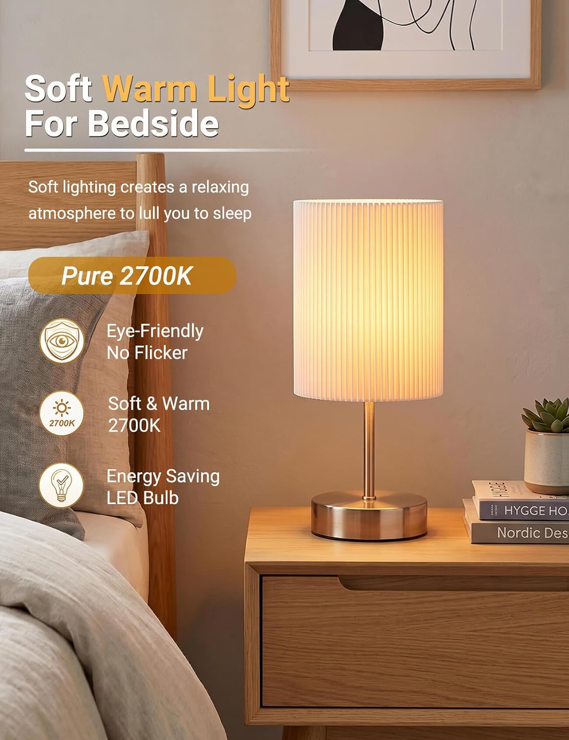 Thumbnail 6 de HSLighting Touch Control 3-way Dimmable Bedside Lamp