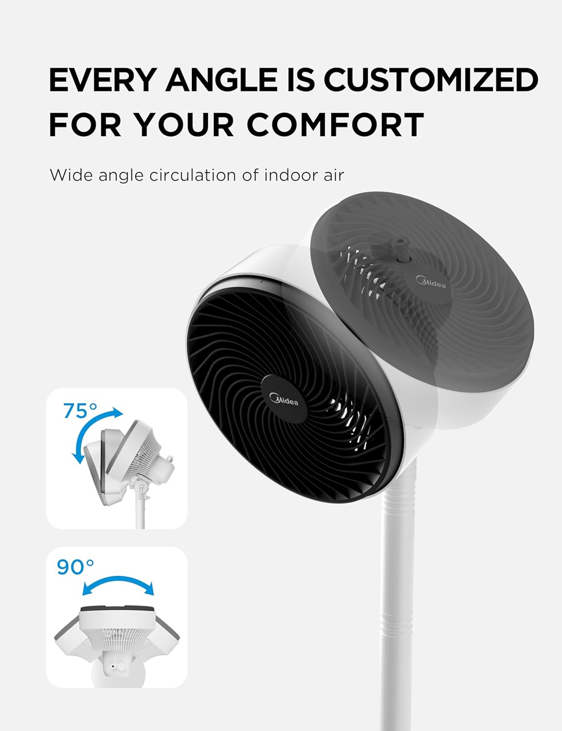 Detalle de Midea Standing Fan – Powerful Pedestal Fan with Intelligent Cooling