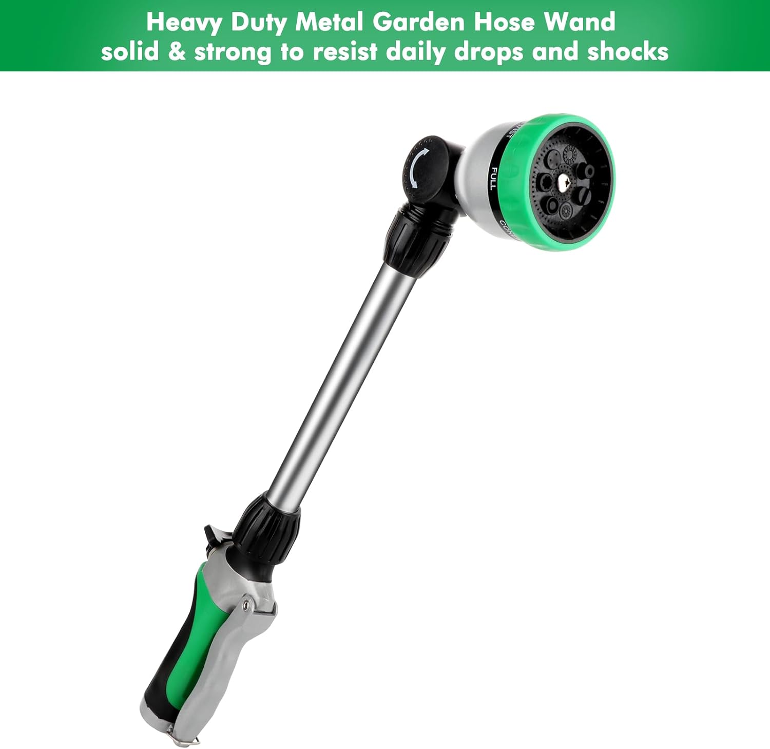 Detalle de RESTMO Metal Watering Wand: Heavy-Duty 16-Inch Sprayer with 7 Patterns and 180° Swivel