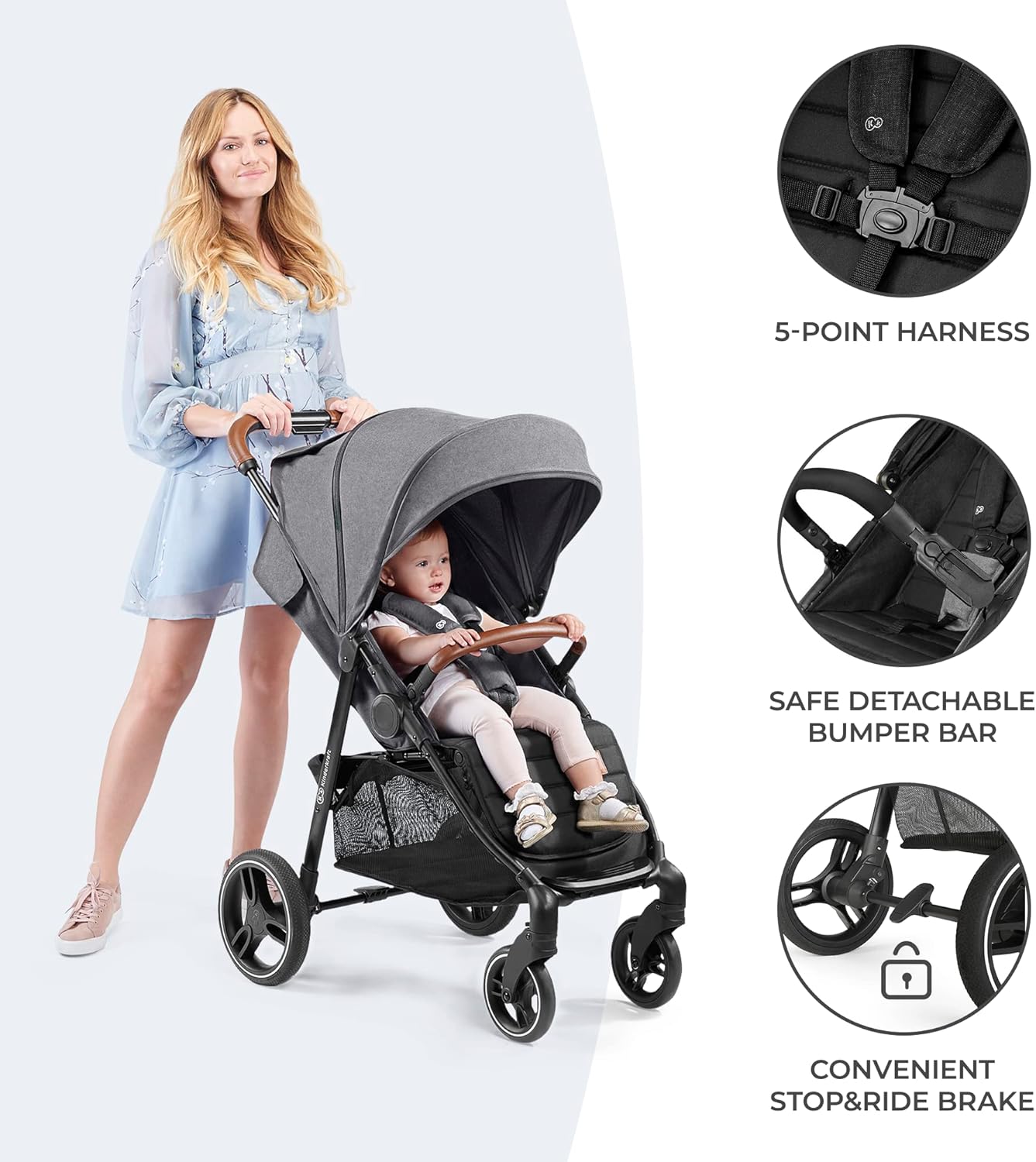 Detalle 2 de Kinderkraft Grande Plus Stroller: From Birth to 22 kg with Lie-Flat Position