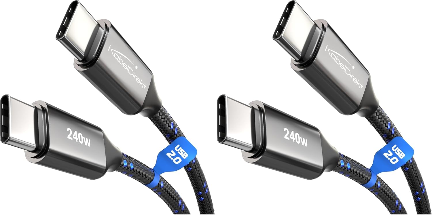 Thumbnail 6 de KabelDirekt USB-C-Kabel zum Schnellladen – USB 2.0, Metallstecker, Nylon-Braiding, 2× 1 m
