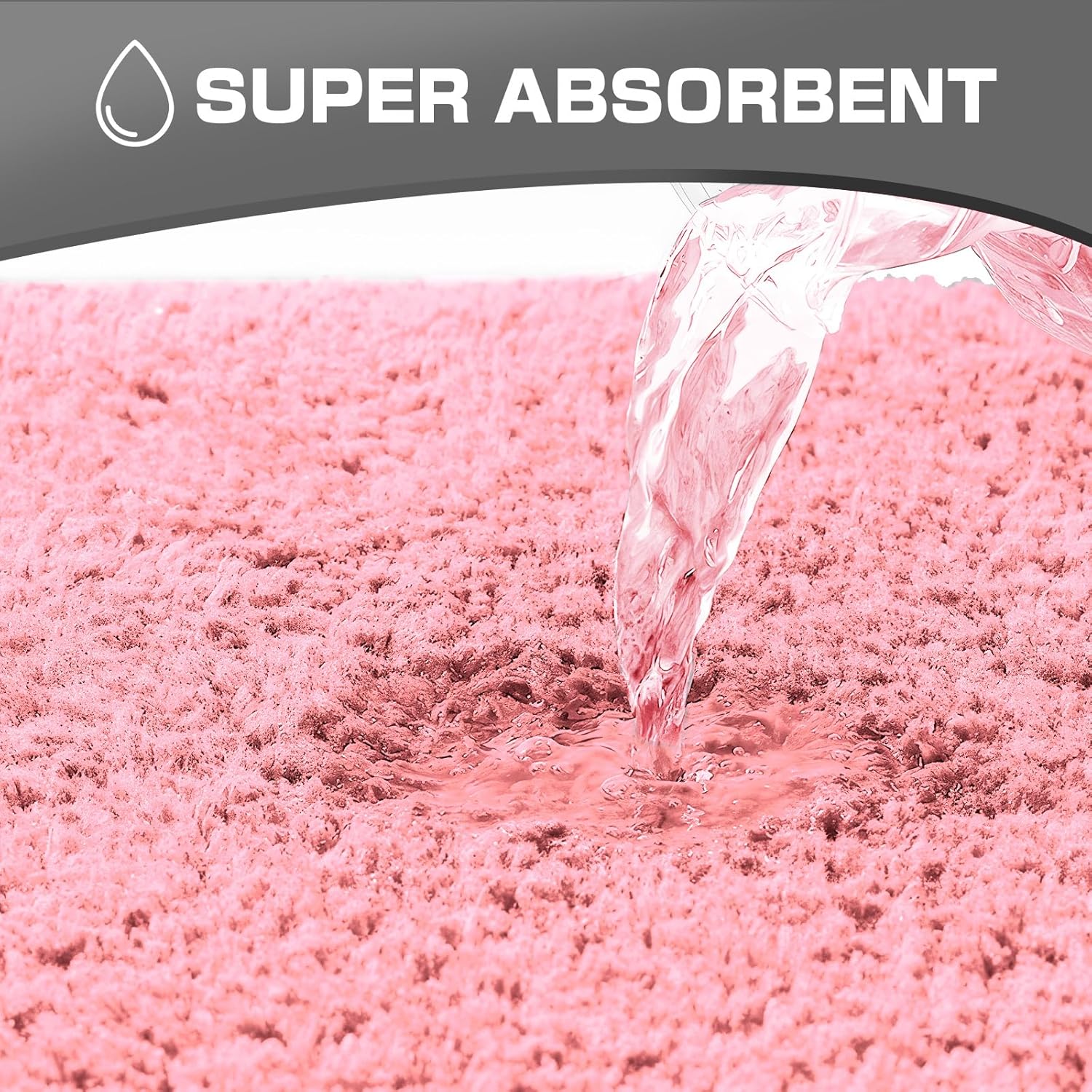 Thumbnail 4 de wyewye Microfibre Bath Mats: 2cm Thick, Ultra-Absorbent, 50x80cm and 50x50cm U-Shape in Pink