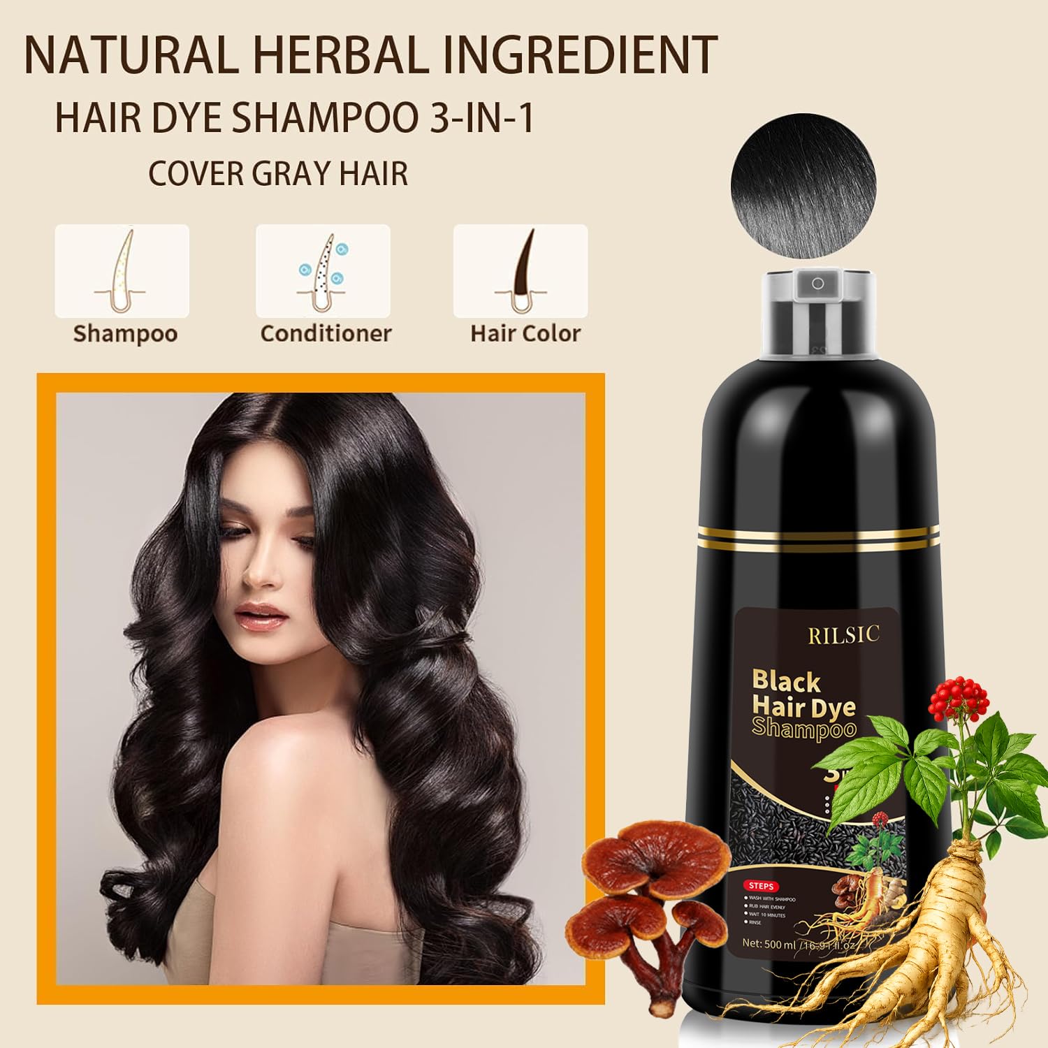 Thumbnail 5 de GFEUGS Haarfarbe Haarfärbeshampoo 500 ml Schwarz