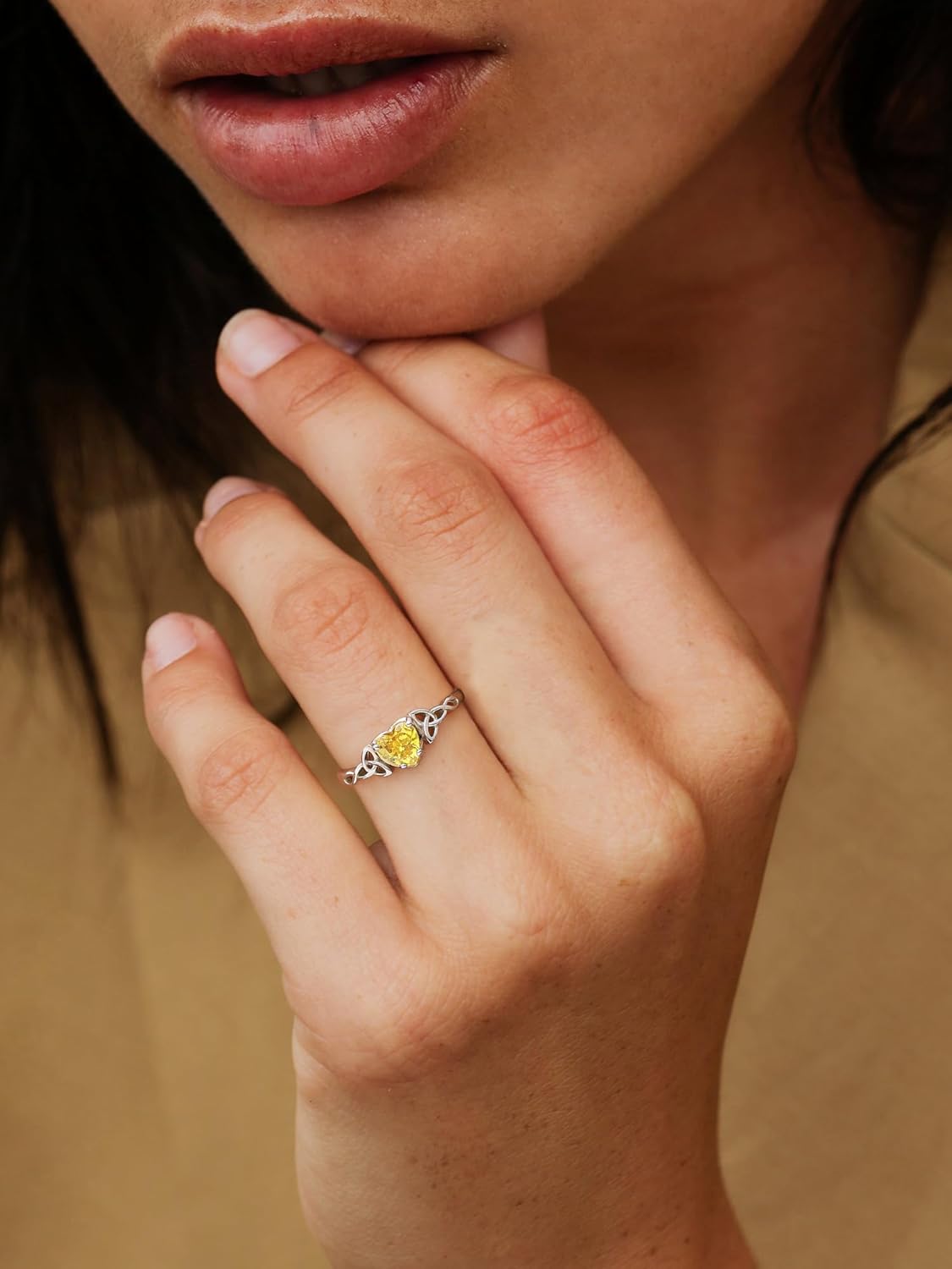 Thumbnail 1 de ChicSilver Ring 925 Silber Damen Verstellbarring mit Zirkonia – Herz, Keltischer Knot und Birthstone