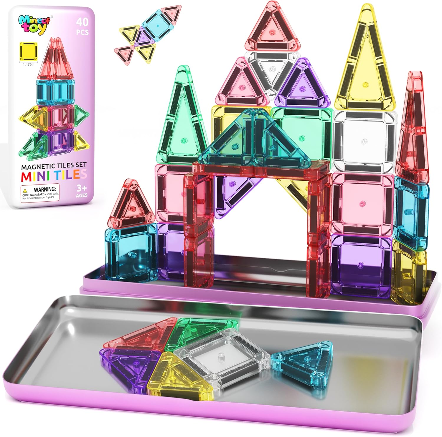 Detalle de 40PCS Magnetic Tiles Mini Travel Set