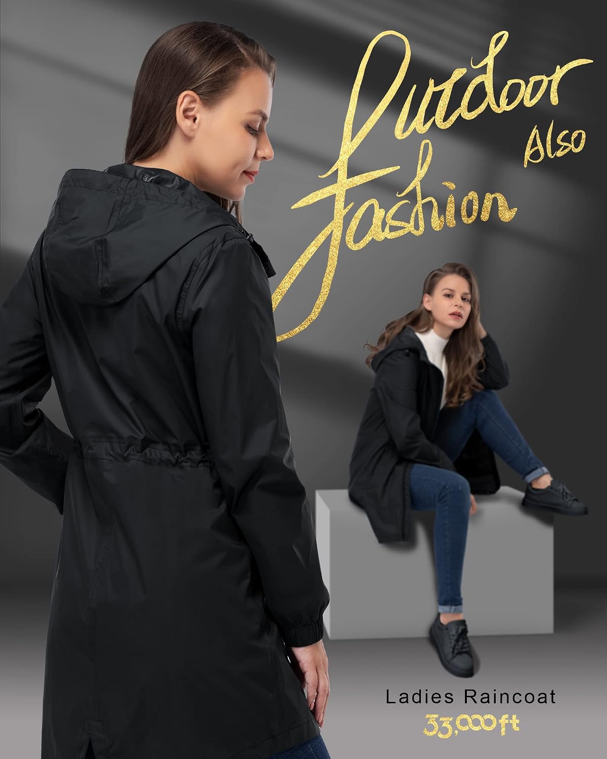 Detalle 2 de 33,000ft Damen Regenjacke, wasserdicht