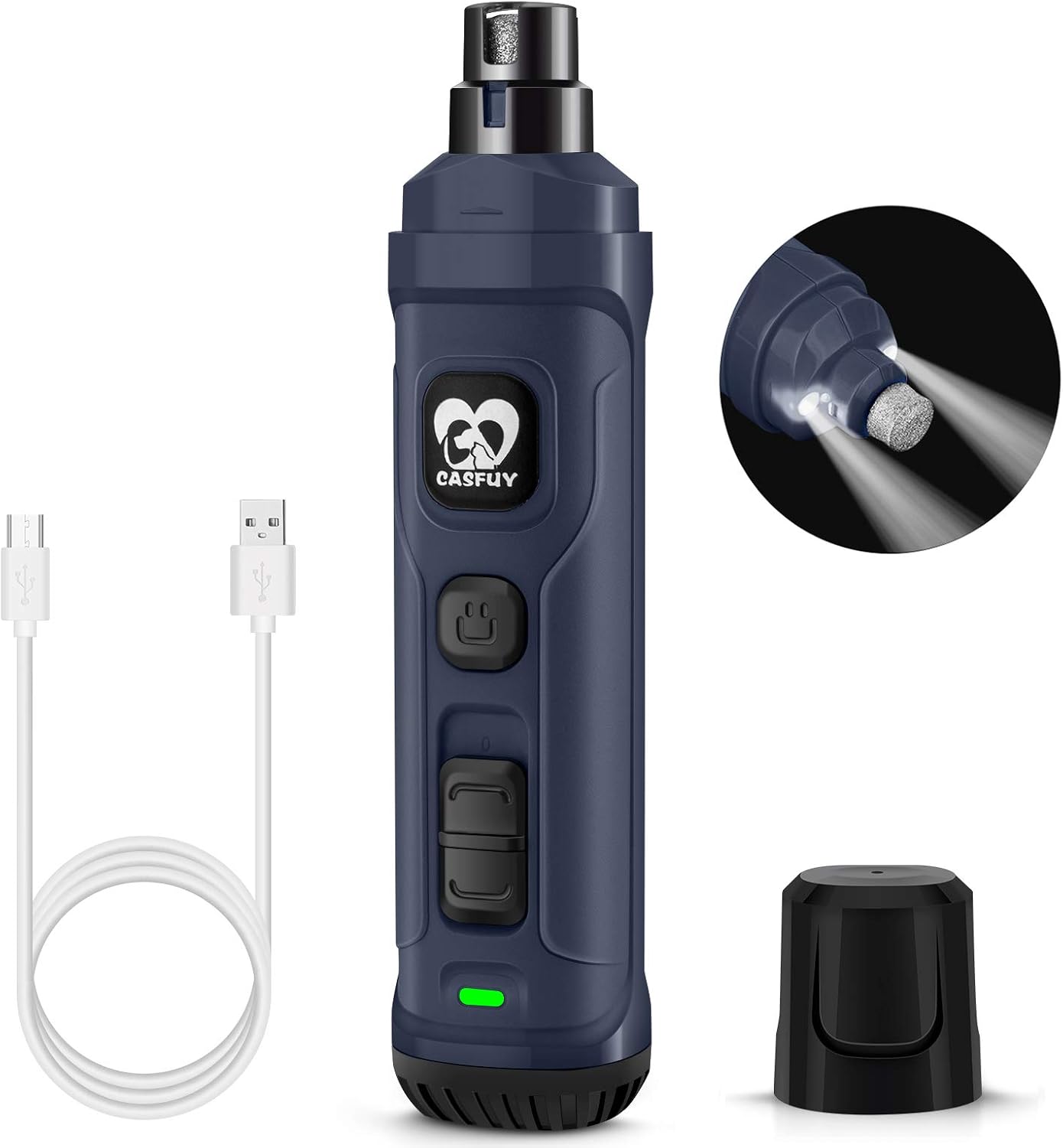 Detalle de Casfuy Krallenschleifer für Hunde mit 2 LED-Leuchten – 2 Geschwindigkeiten, leise & kabellos