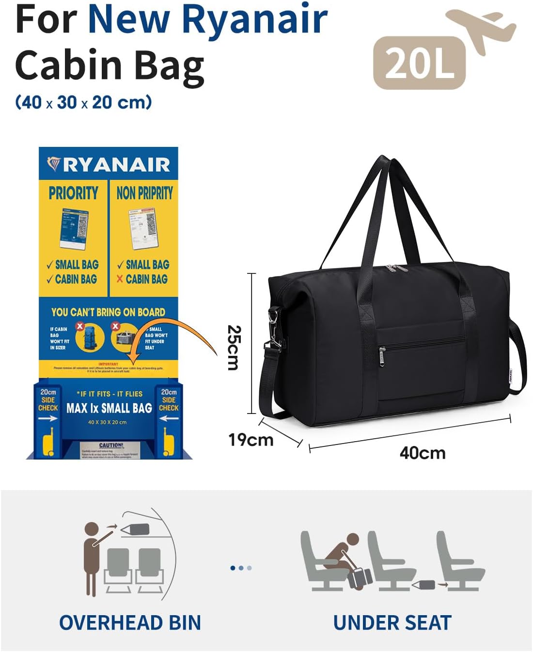Thumbnail 1 de Narwey Ryanair Cabin Bag 40x30x20 20L