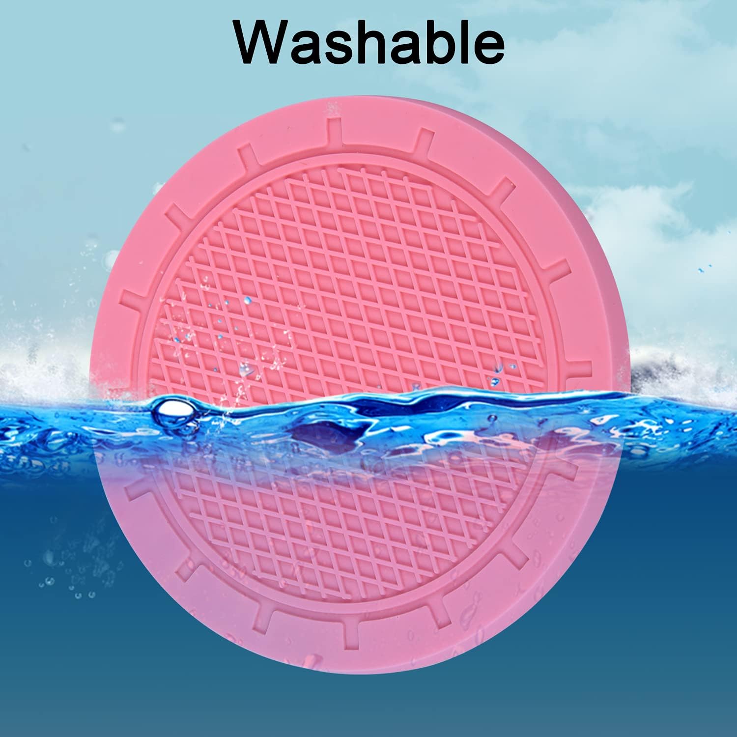 Thumbnail 6 de PVC Car Coasters Wisdompro 4 Pack (2.75" Pink) for Cup Holder Inserts