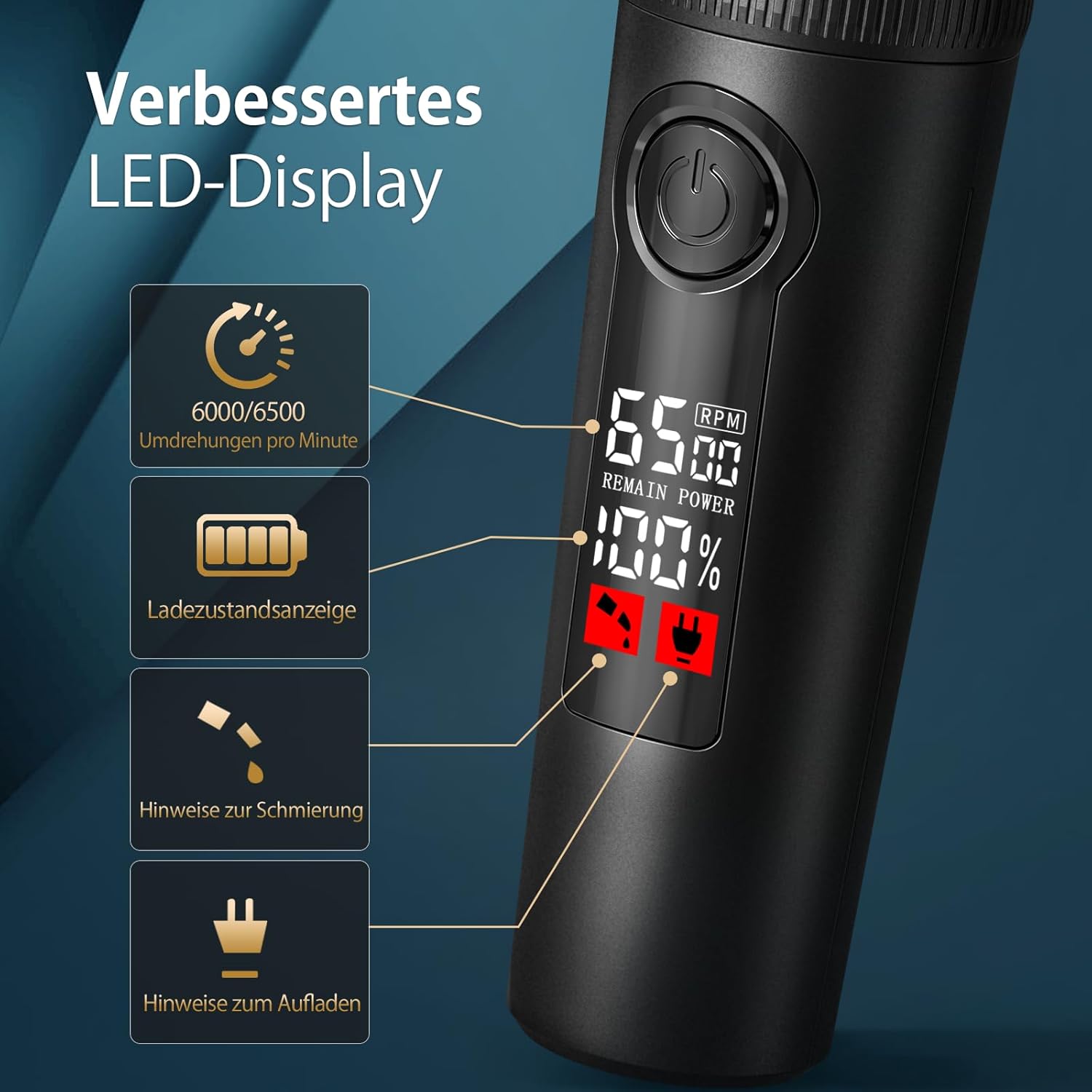 Thumbnail 4 de HSKAI 2-in-1 Profi Haarschneider & Barttrimmer – Elektrischer Rasierer für Gesicht, Kopf und Körper mit Keramik-Titan-Klingen