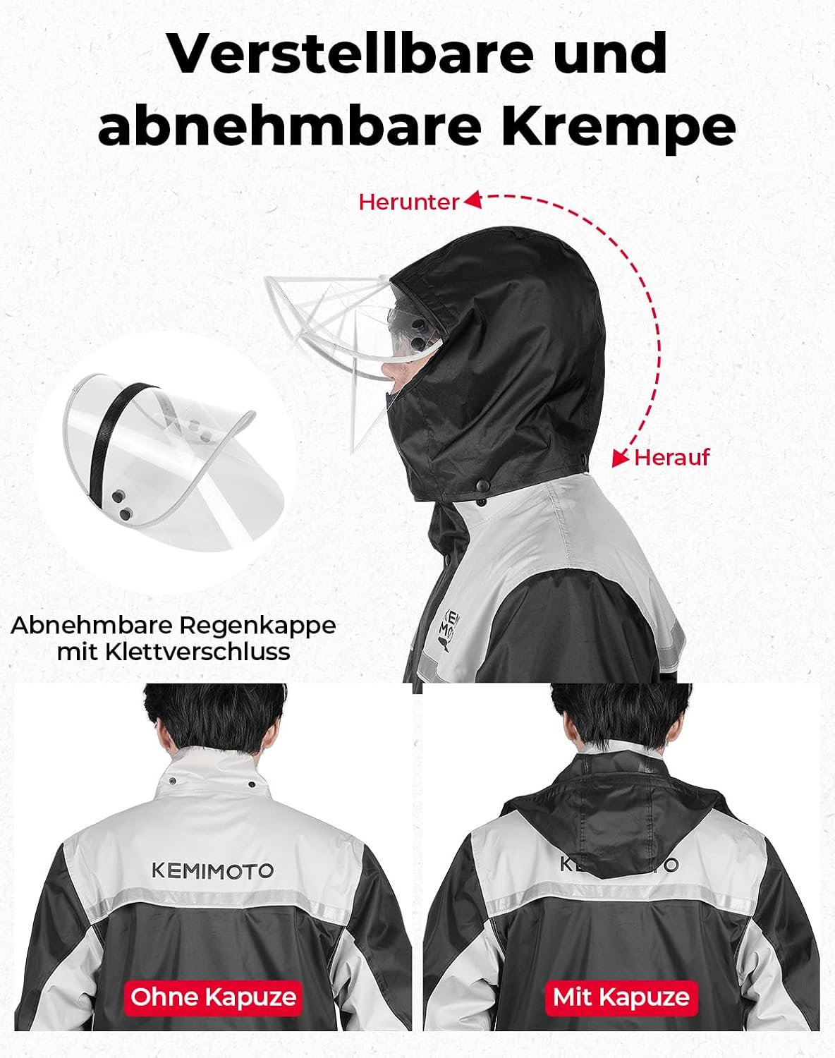 Detalle de KEMIMOTO Combinaison de Pluie Moto Homme — Imperméable et Réfléchissante, Veste et Pantalon en PVC et Polyester