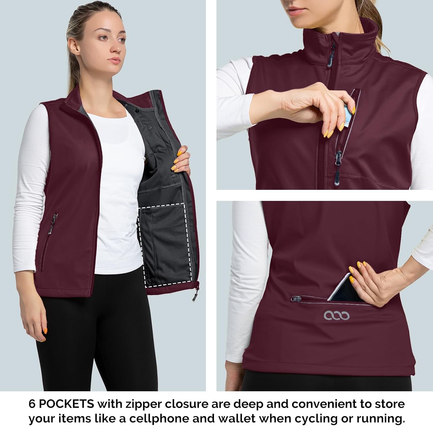 Detalle de 33,000ft Damen Leichte Softshell-Weste – winddicht, wasserabweisend & atmungsaktiv