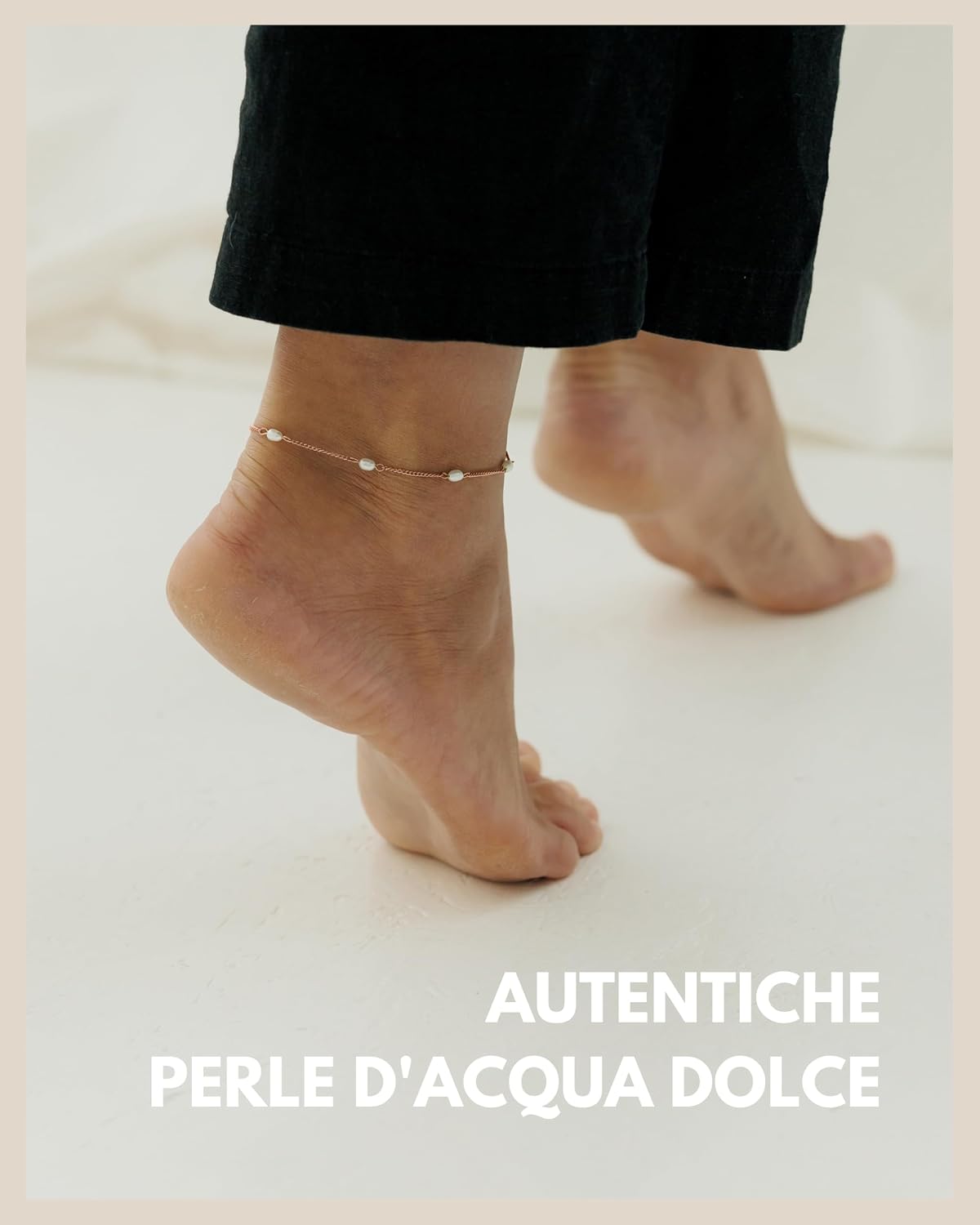 Detalle 2 de GD GOOD.designs EST. 2015 Cavigliera con vere perle d'acqua dolce – impermeabile e regolabile (22–27 cm) in oro, argento o rosa
