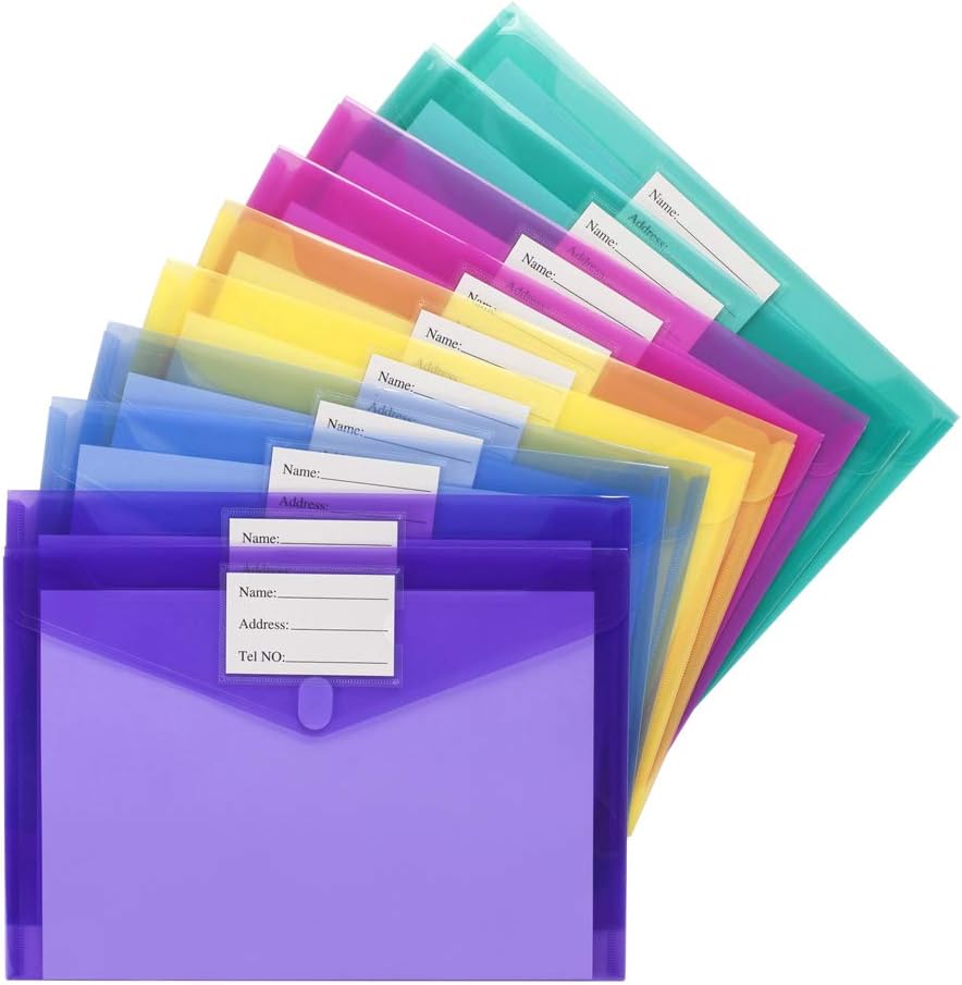 Thumbnail 1 de Sooez SZ-03-21 File Folders, 10-Pack Clear Poly Envelopes in 5 Colors
