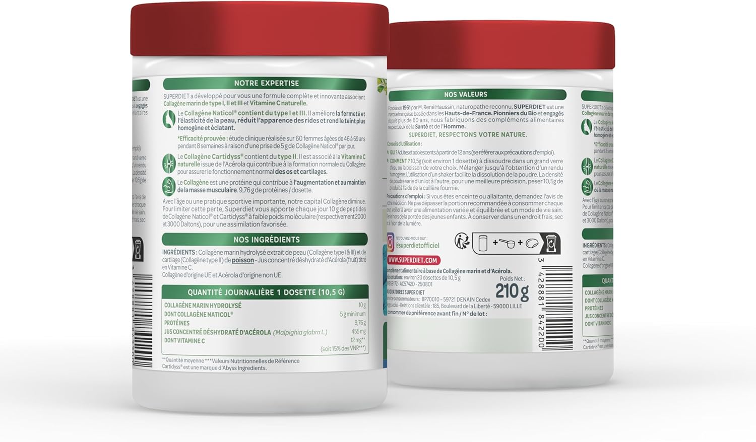 Detalle 2 de SUPERDIET Collagène Marin + Vitamine C Naturelle – Poudre 210 g
