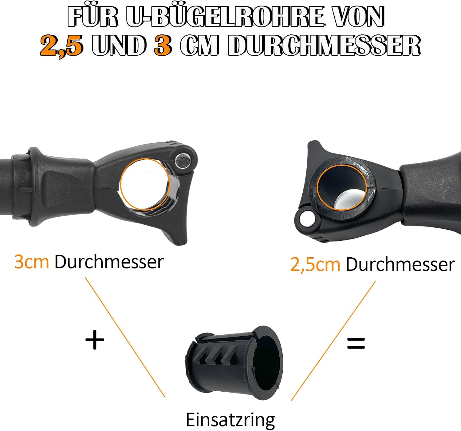 Detalle de Sorlpv Rahmenhalter für Fahrradträger (3 Stück) – 25/32/45 cm, abschließbar für U-Bügelrohre
