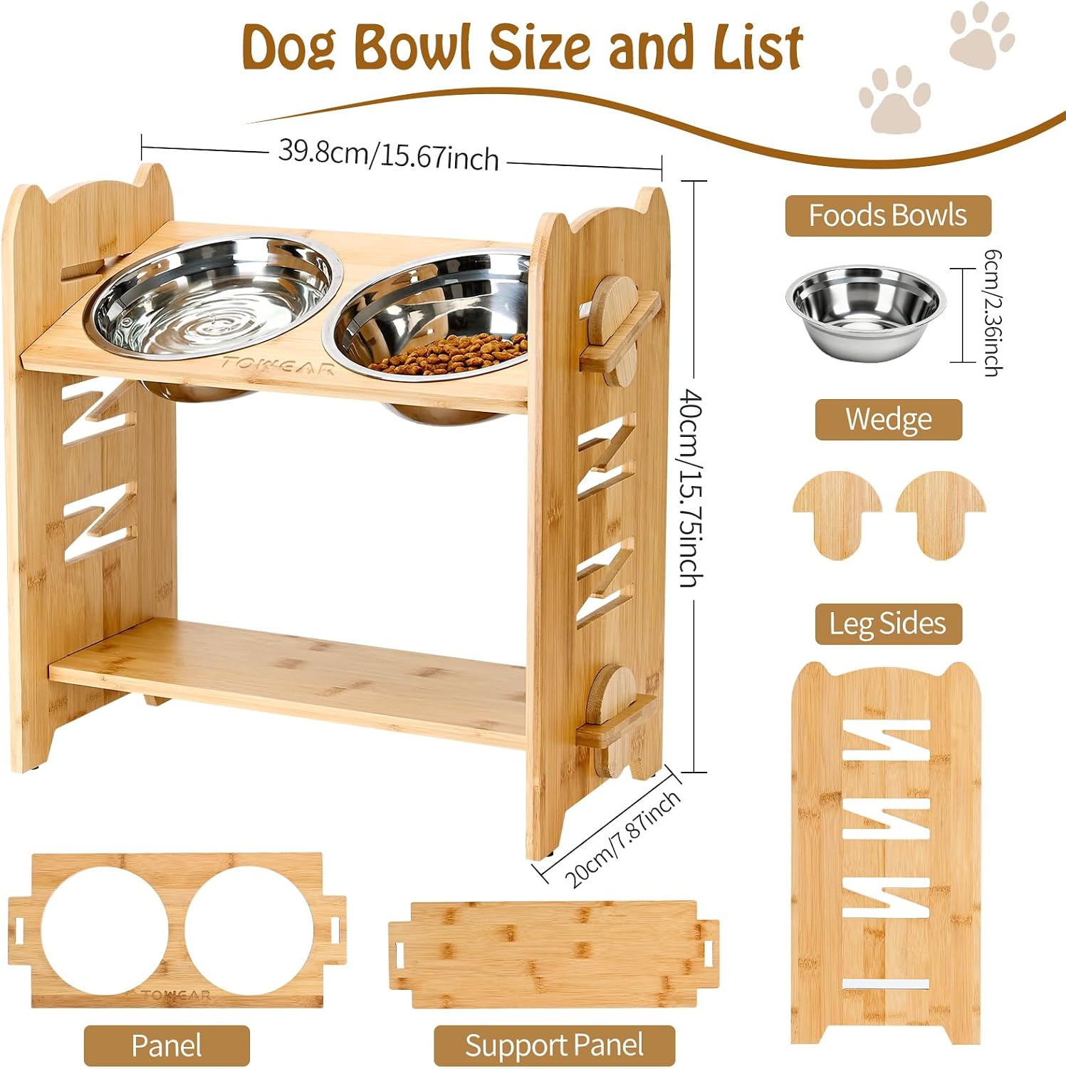 Detalle de Raised dog bowls, 9 level adjustable