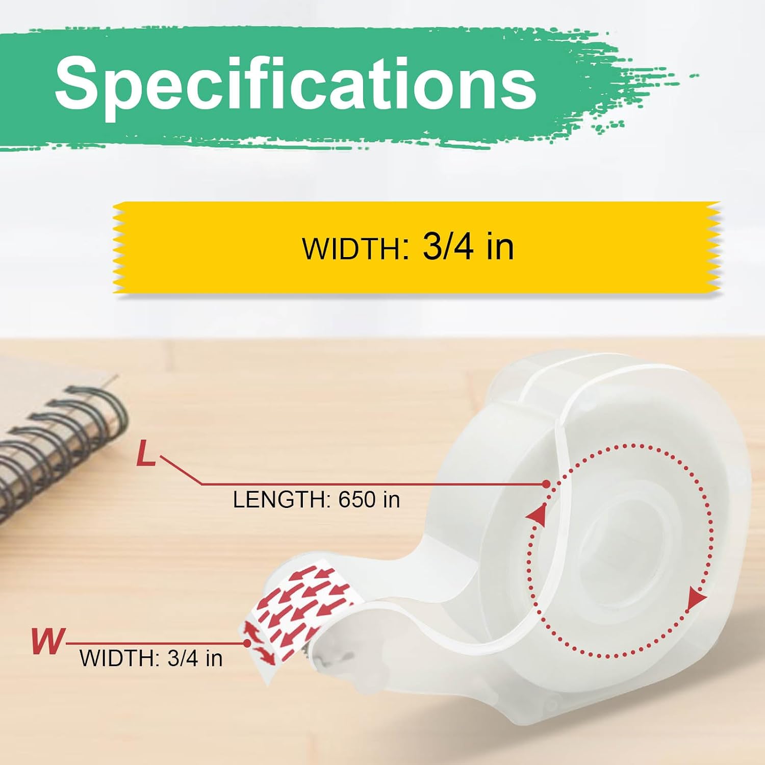 Detalle de BeataTap 3/4 in x 650 in Invisible Tape, Matte, Writable, 6 Rolls