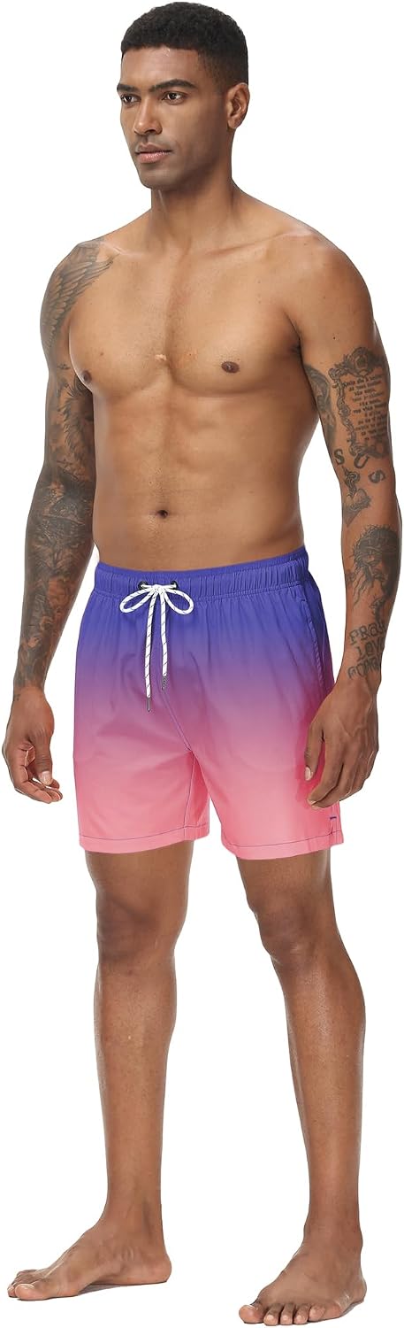 Detalle 2 de Tyhengta Men's Swim Trunks Quick Dry Beach Shorts with Zipper Pockets and Mesh Lining