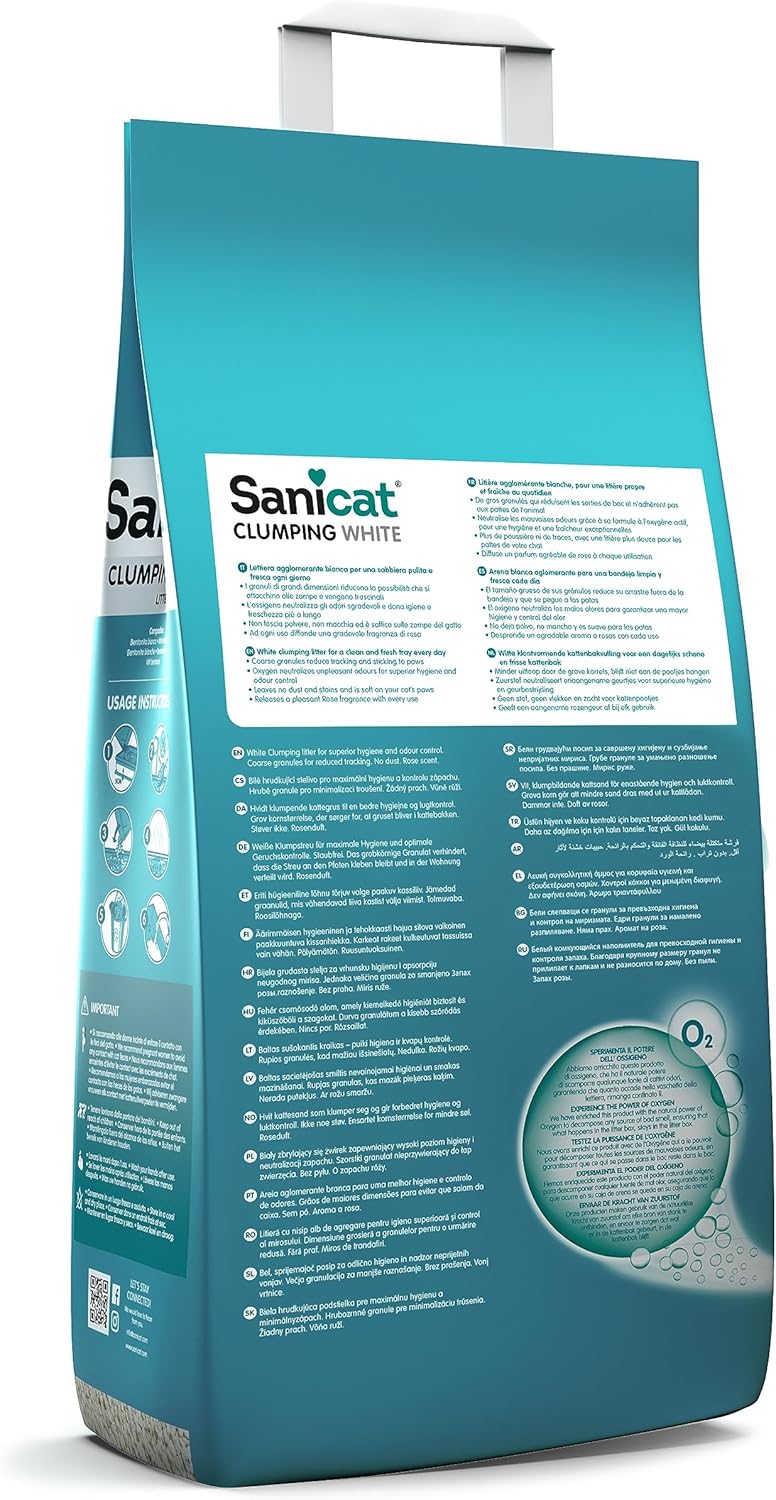 Detalle de Sanicat Lettiera per gatti agglomerante bianca all’aroma di petali di rosa – 8 L
