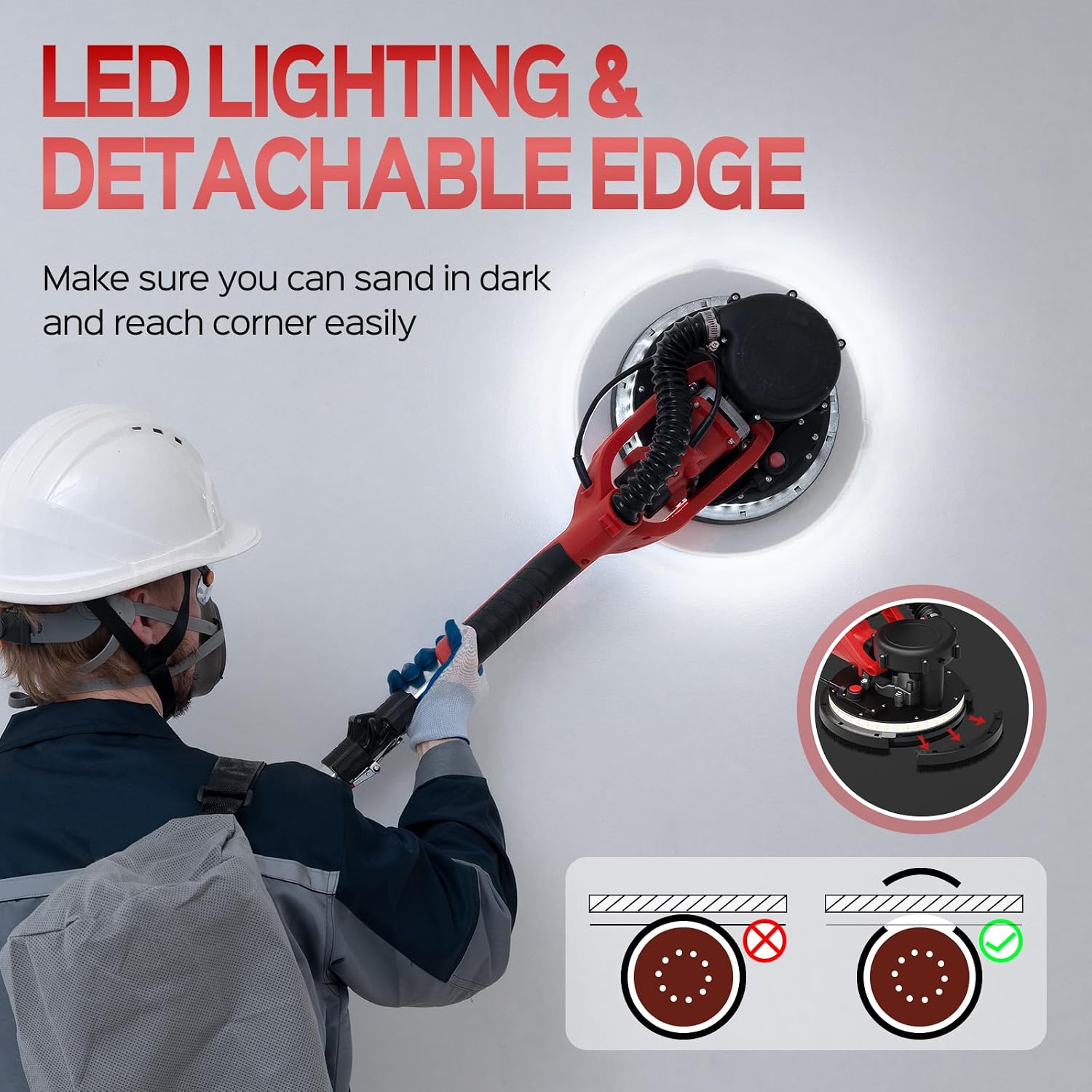Thumbnail 4 de IMQUALI IM008R Drywall Sander, 8-Amp, Variable Speed, LED Light