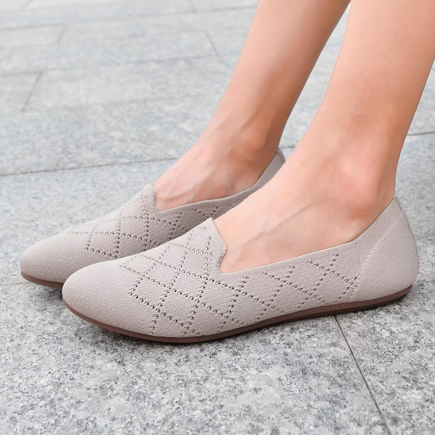 Thumbnail 2 de Puxowe Women's Ballet Flats Shoes – Slip-On Knit Dress Flats with Memory Foam Insole
