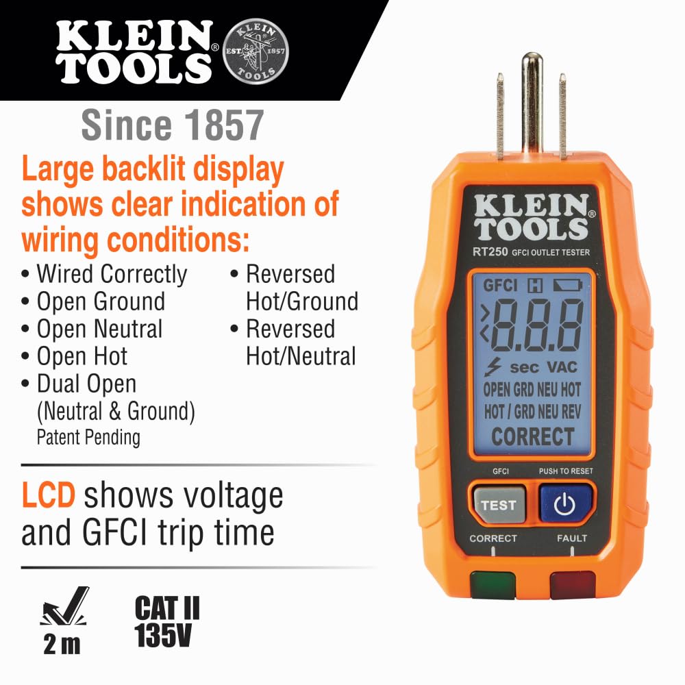 Detalle de Klein Tools GFCI Outlet Tester with LCD Display