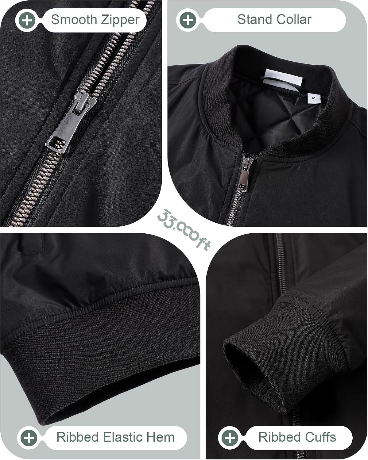 Thumbnail 4 de 33,000ft Bomberjacke Herren – wasserdichte & winddichte Übergangsjacke mit DWR und 4 Taschen