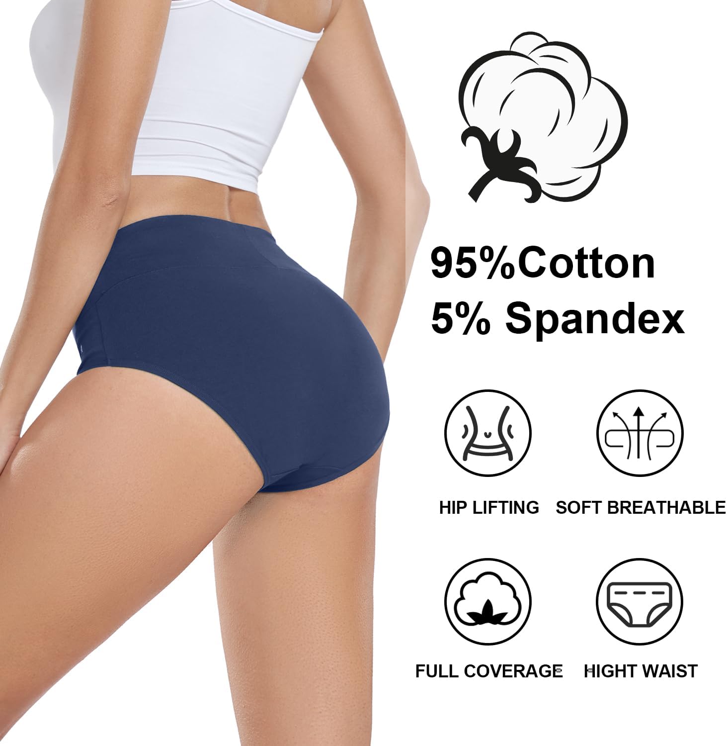 Detalle 2 de coskefy Underwear Women 5 Pack high waisted