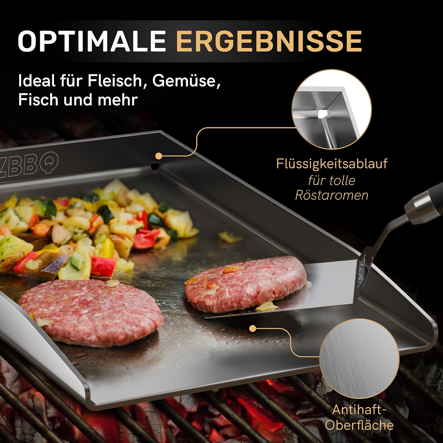 Detalle 1 de AMZBBQ Plancha Grillplatte 40 x 30 cm
