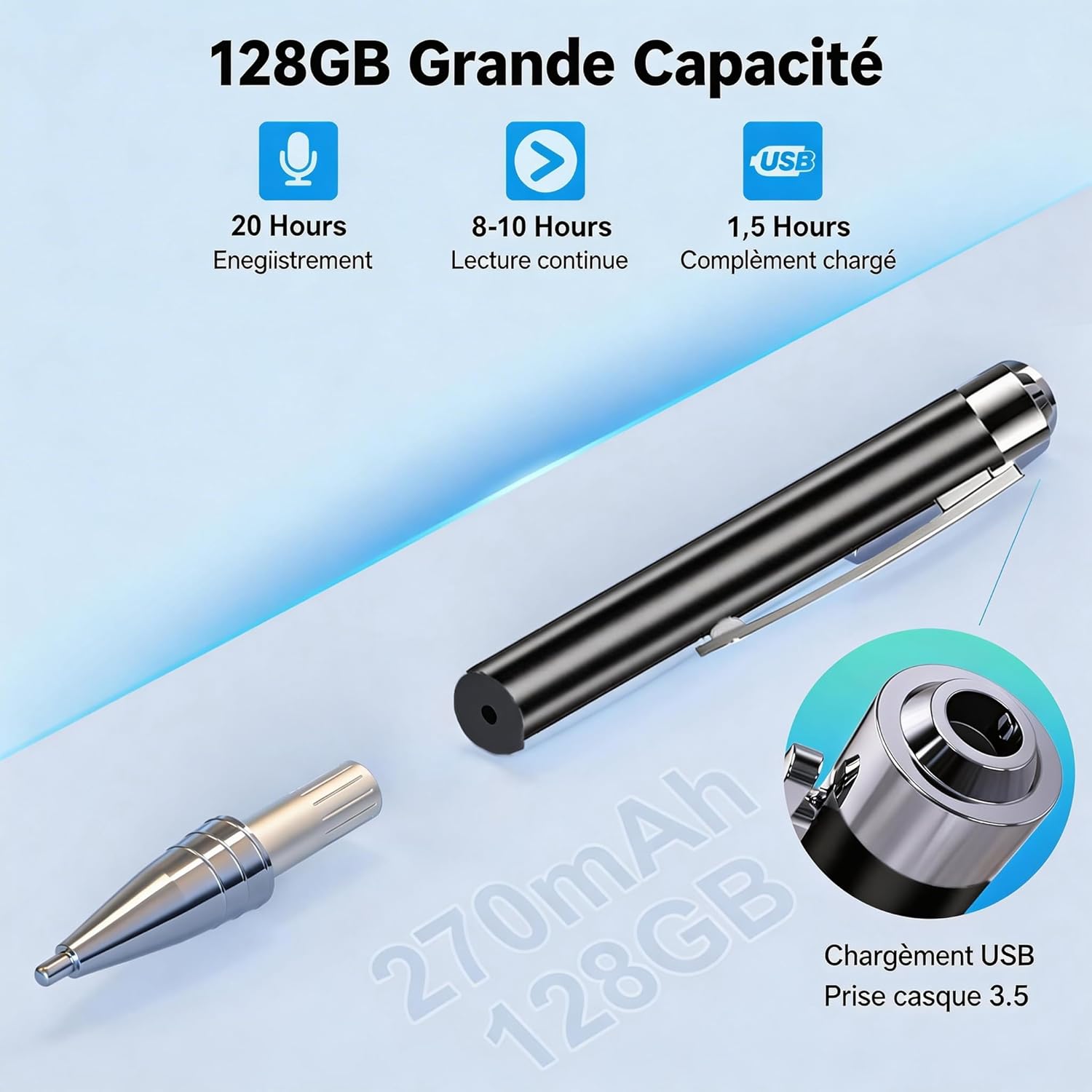Thumbnail 6 de 128GB Digital Voice Recorder for Voice Capture