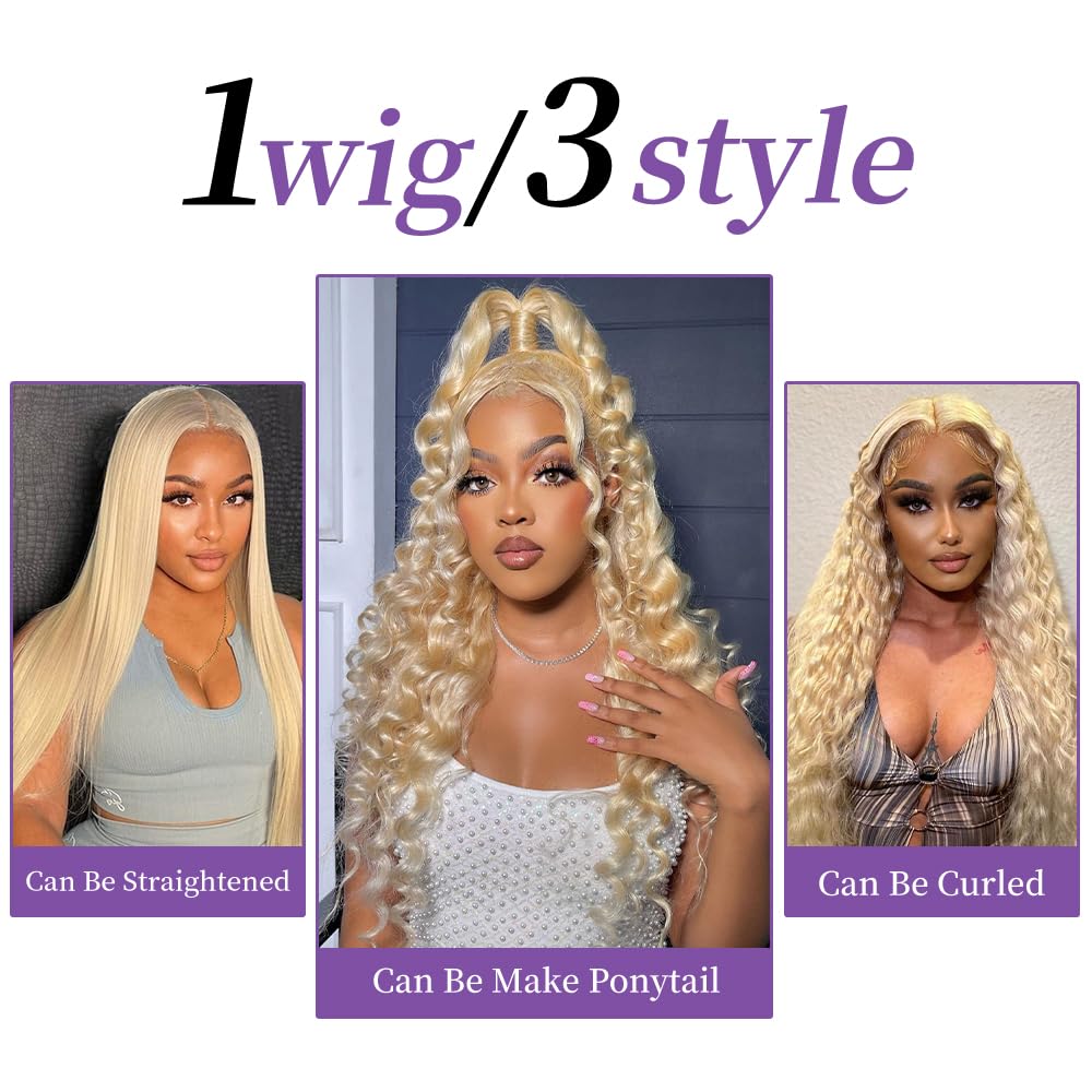 Thumbnail 6 de SEMANK 613 13x6 Lace Front Wig (Human Hair, 26 Inch, Blonde, 200% Density) Body Wave