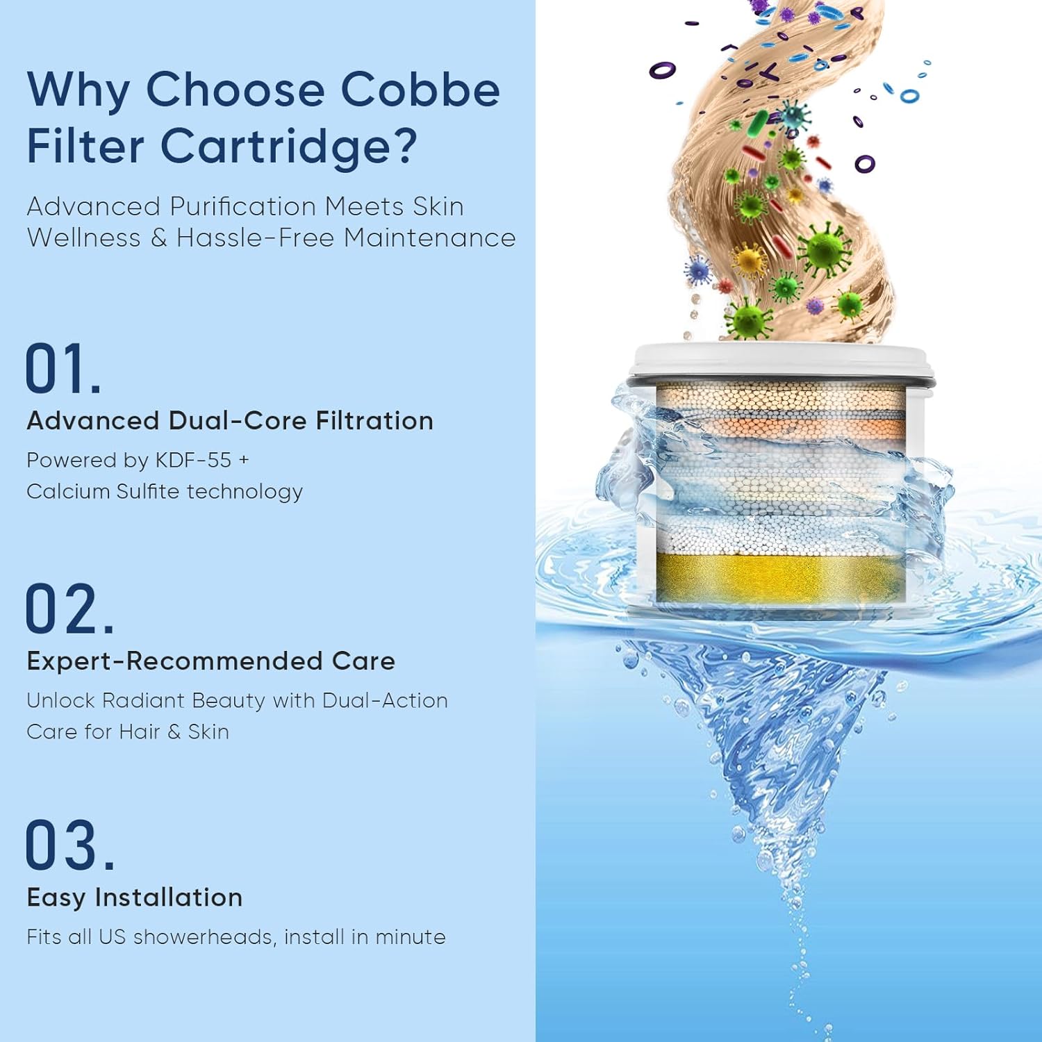 Thumbnail 1 de Cobbe 69b9e932-891b-418b-b1fa-6c9e78cc3e25 Filtered Shower Head, 7 Modes, Chrome
