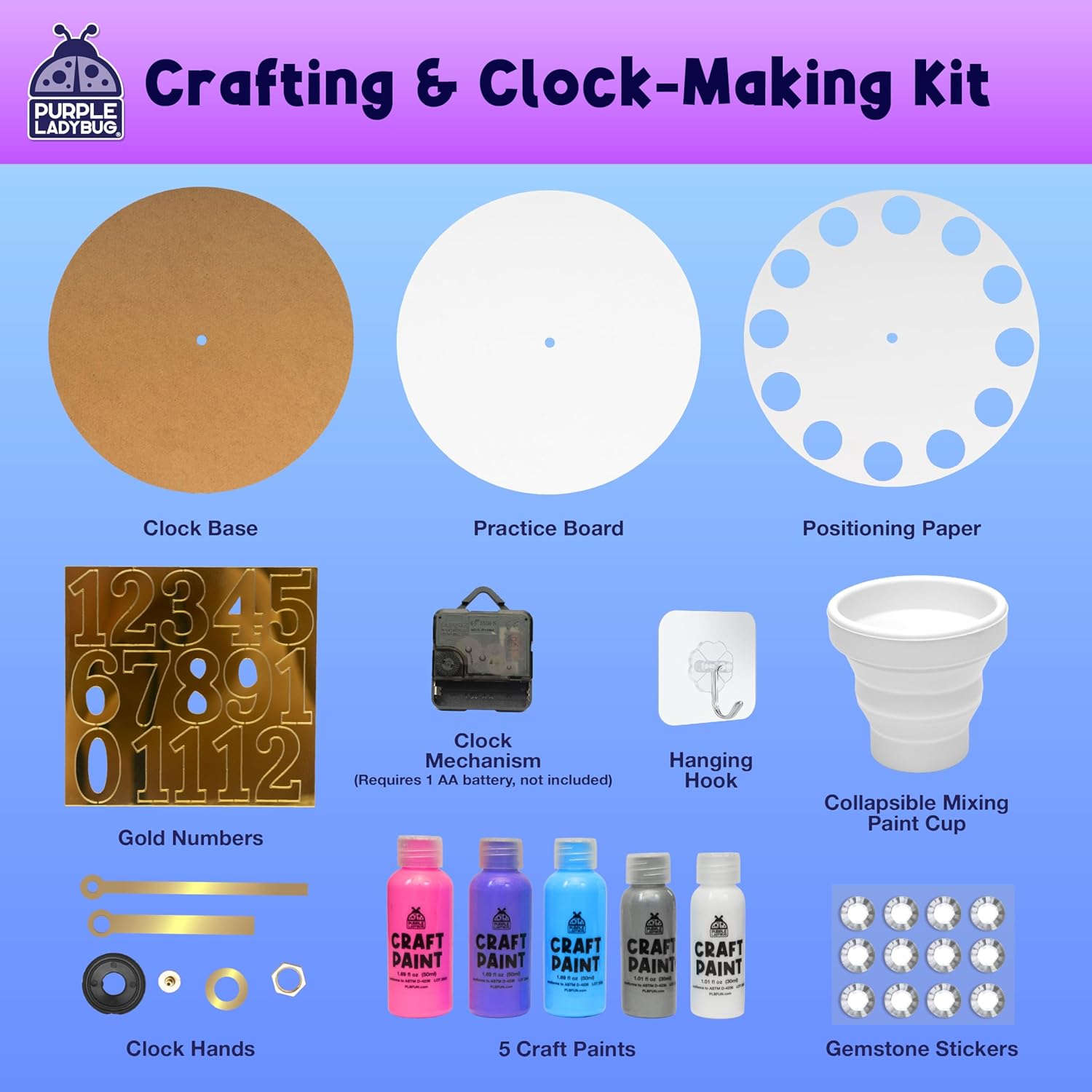 Thumbnail 2 de Paint Pouring Clock Kit for Kids Aged 6-12 (Stardust Sorbet)