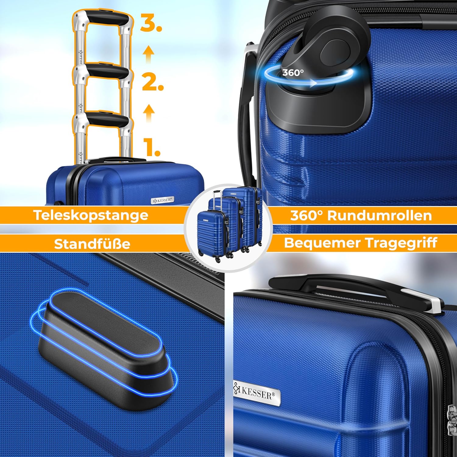 Thumbnail 4 de KESSER 4tlg. Hartschalenkofferset – ABS-Hartschalenkoffer inkl. TSA-Lock, Kofferwaage & Gepäckanhänger